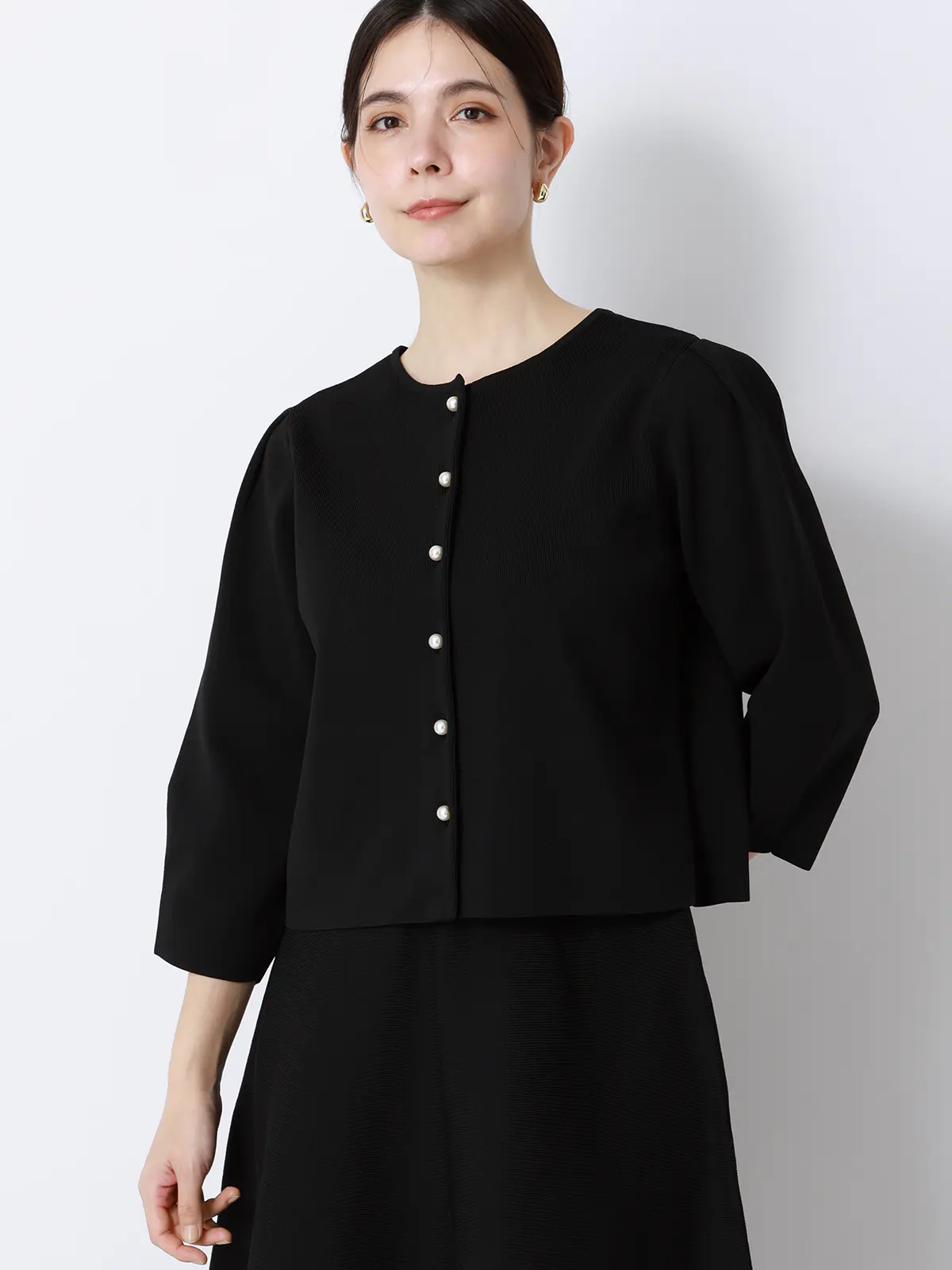 2WAYニット＆スカートセットアップ／7分袖／ハンドウォッシュ／ポリエステル／無地／anysy ブラック F