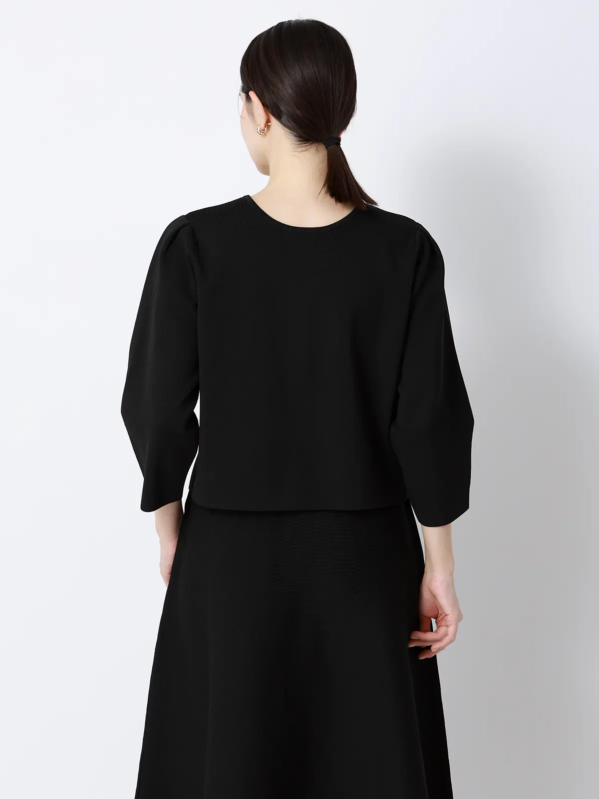 2WAYニット＆スカートセットアップ／7分袖／ハンドウォッシュ／ポリエステル／無地／anysy ブラック F