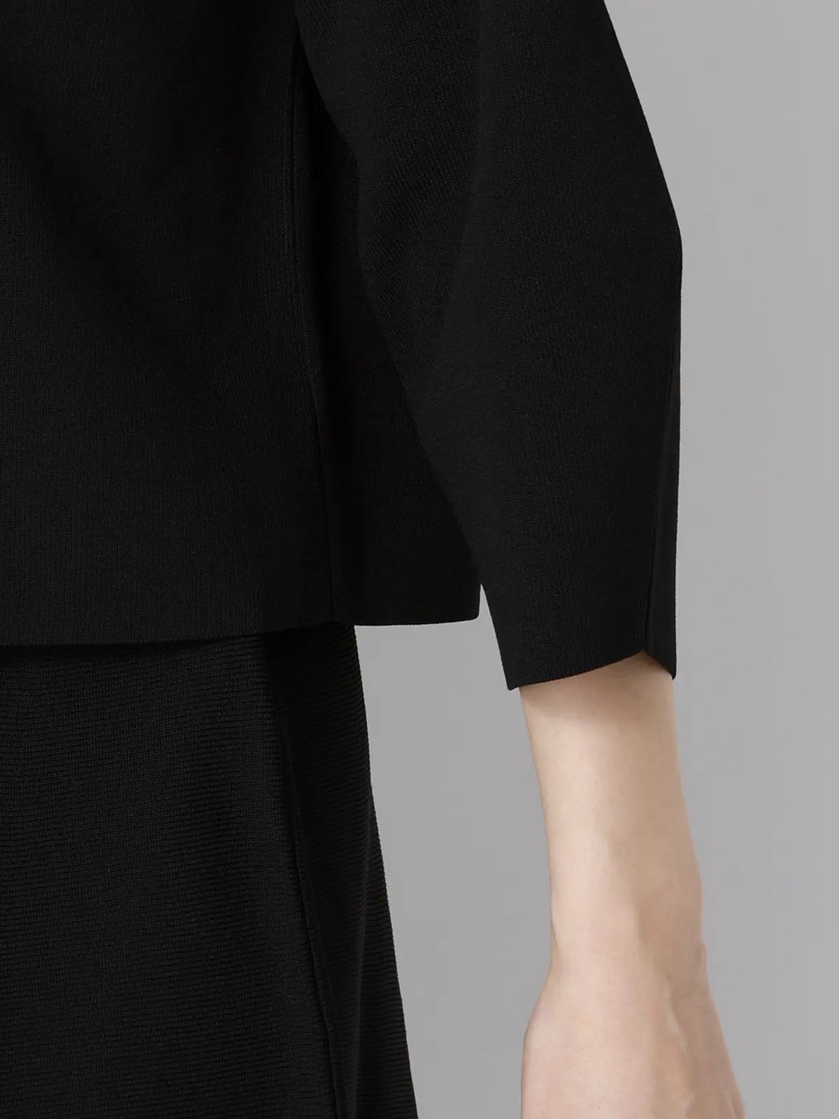 2WAYニット＆スカートセットアップ／7分袖／ハンドウォッシュ／ポリエステル／無地／anysy ブラック F