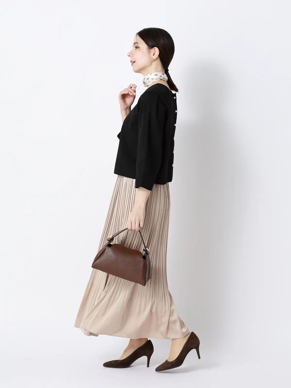 2WAYニット＆スカートセットアップ／7分袖／ハンドウォッシュ／ポリエステル／無地／anysy ブラック F