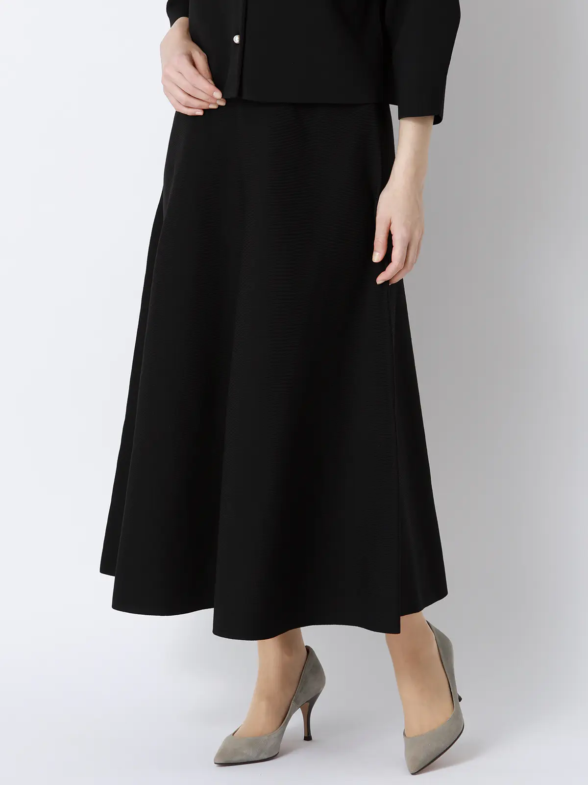 2WAYニット＆スカートセットアップ／7分袖／ハンドウォッシュ／ポリエステル／無地／anysy ブラック F