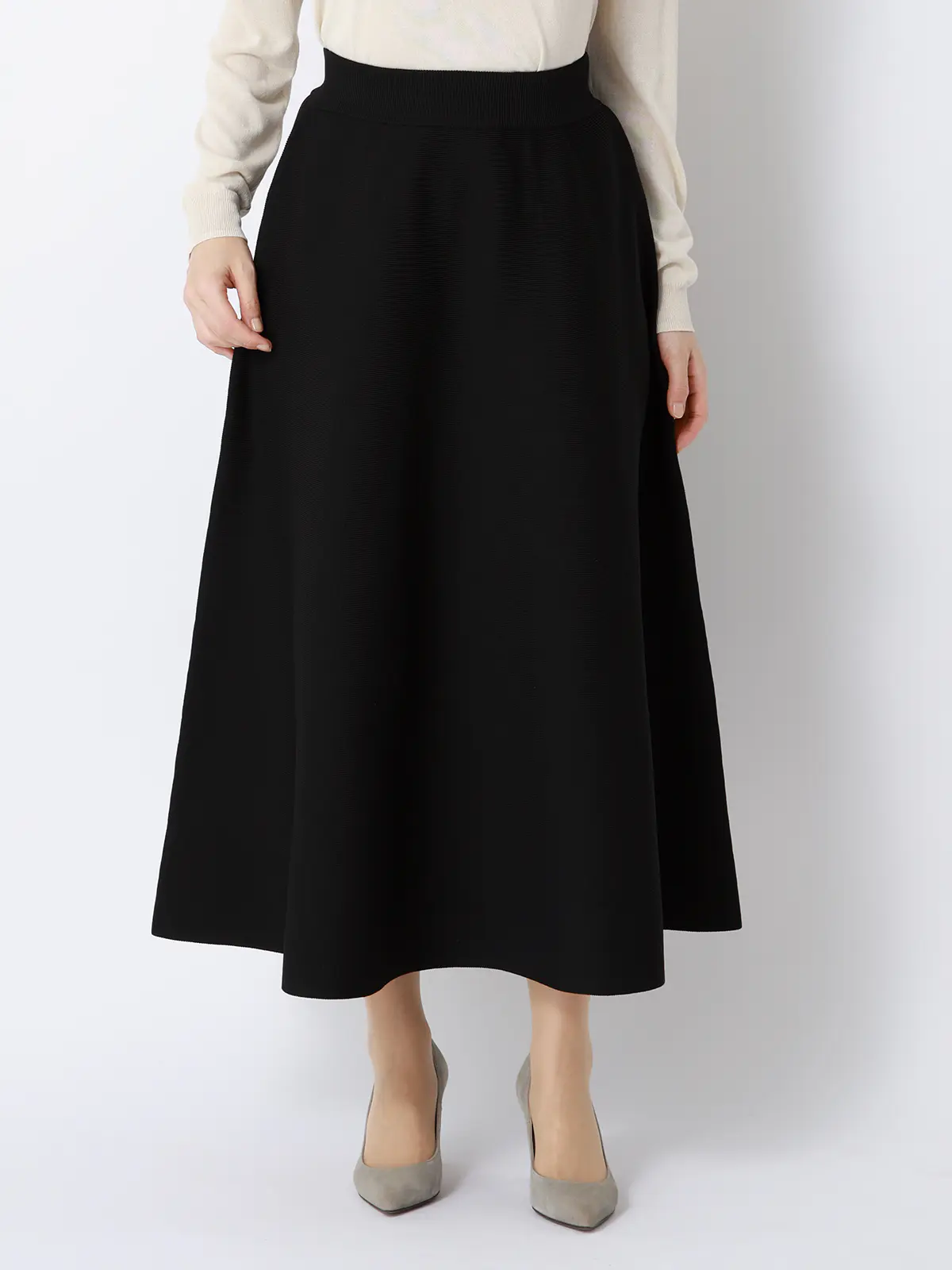 2WAYニット＆スカートセットアップ／7分袖／ハンドウォッシュ／ポリエステル／無地／anysy ブラック F