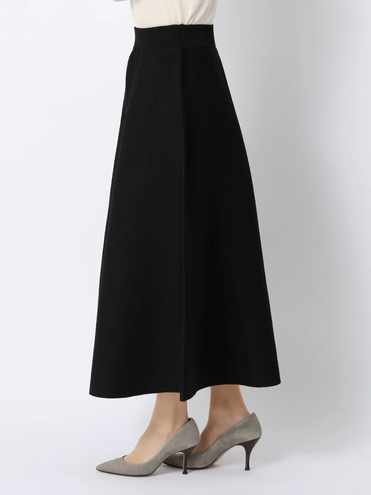 2WAYニット＆スカートセットアップ／7分袖／ハンドウォッシュ／ポリエステル／無地／anysy ブラック F