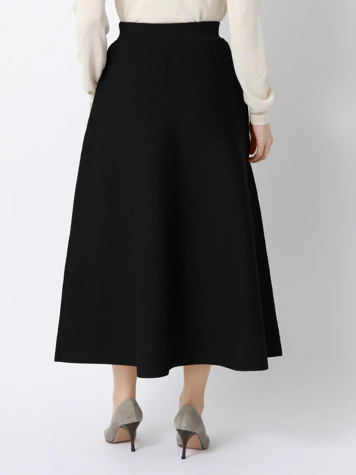 2WAYニット＆スカートセットアップ／7分袖／ハンドウォッシュ／ポリエステル／無地／anysy ブラック F