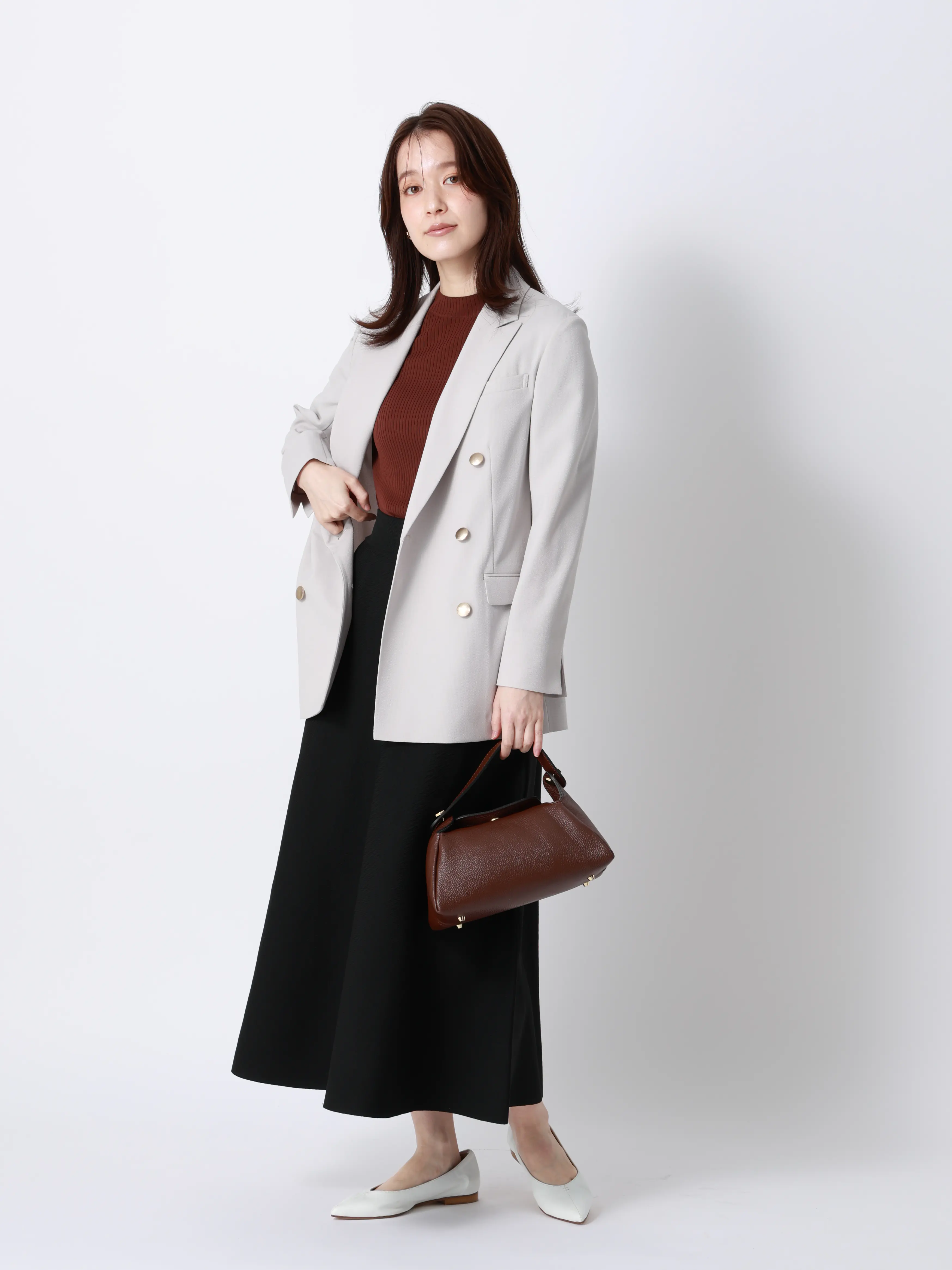 2WAYニット＆スカートセットアップ／7分袖／ハンドウォッシュ／ポリエステル／無地／anysy ブラック F