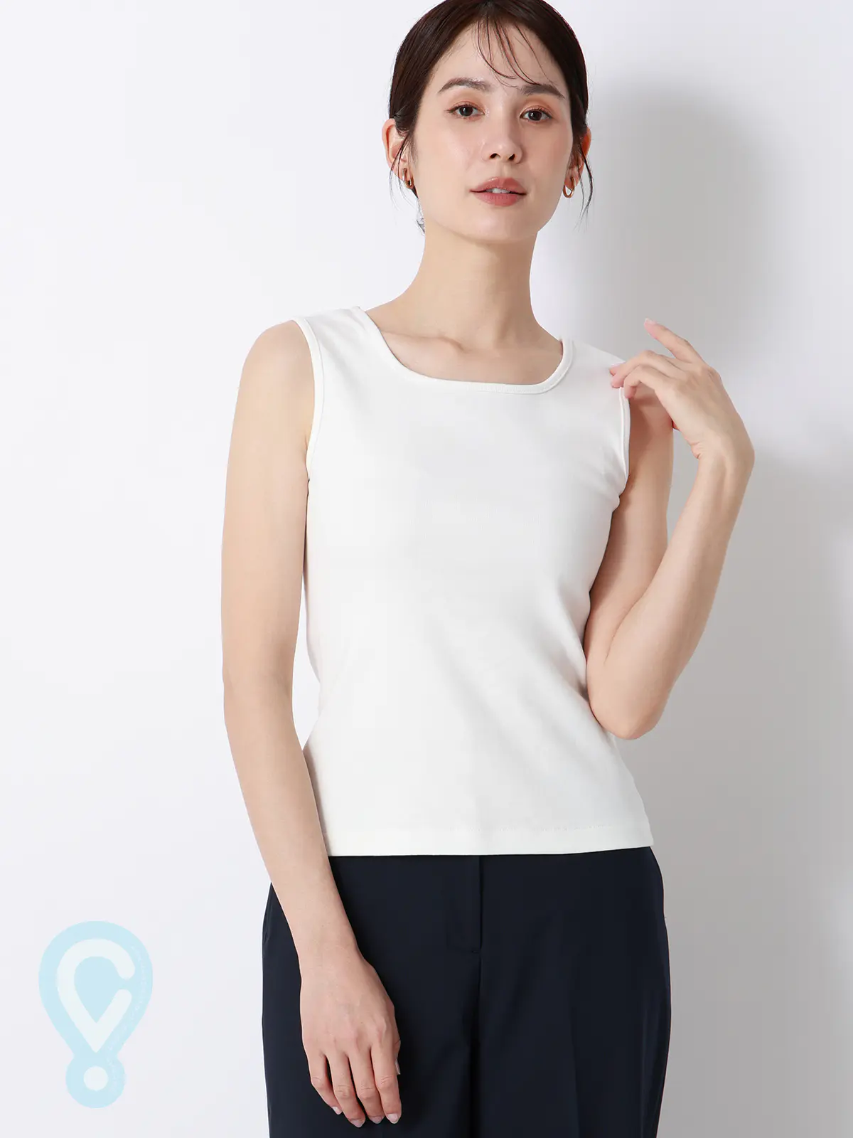 CHANTOWA/ノースリーブインナー/ウォッシャブル/接触冷感/コットンフライス/無地 ホワイト F