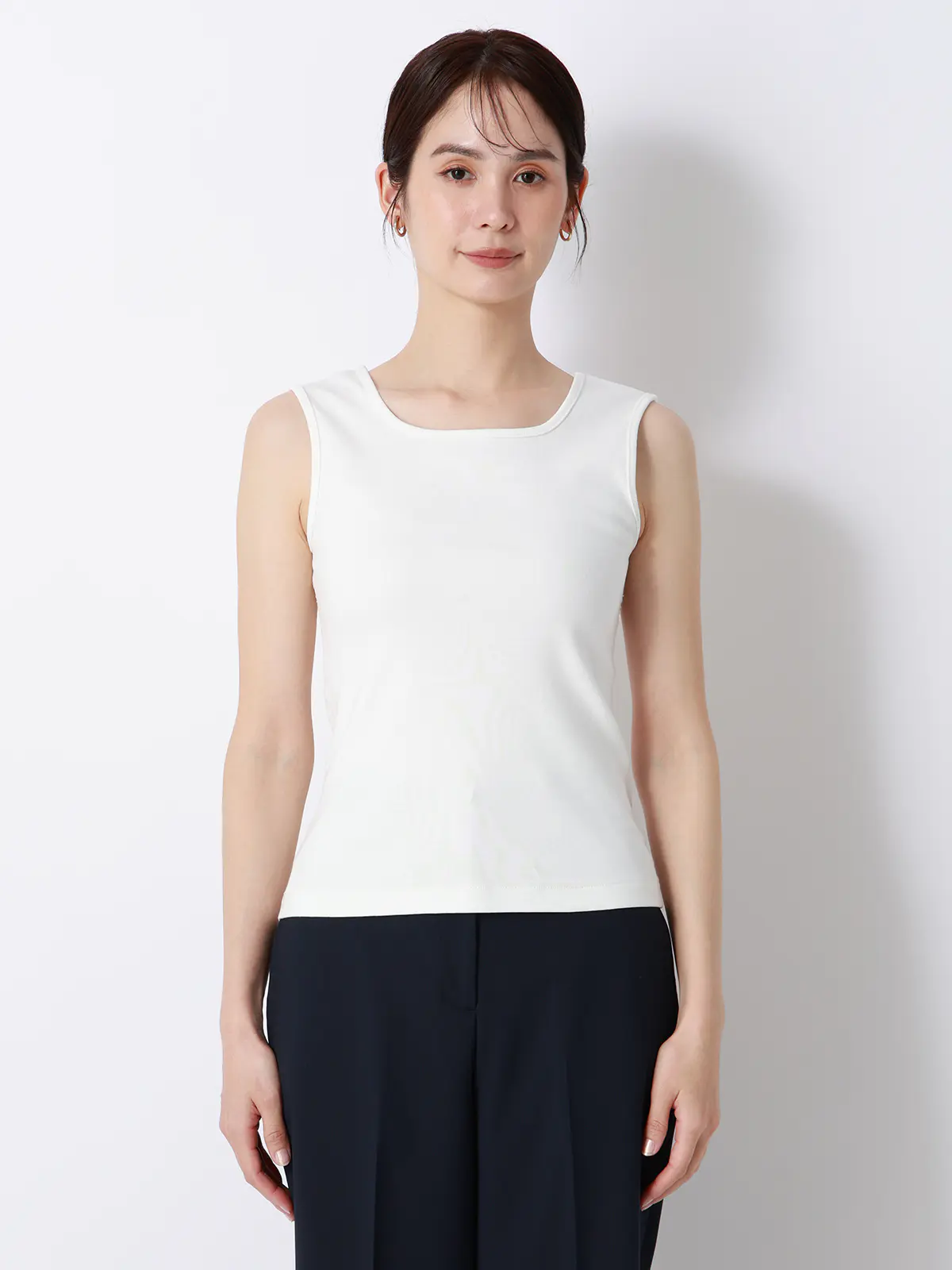 CHANTOWA/ノースリーブインナー/ウォッシャブル/接触冷感/コットンフライス/無地 ホワイト F