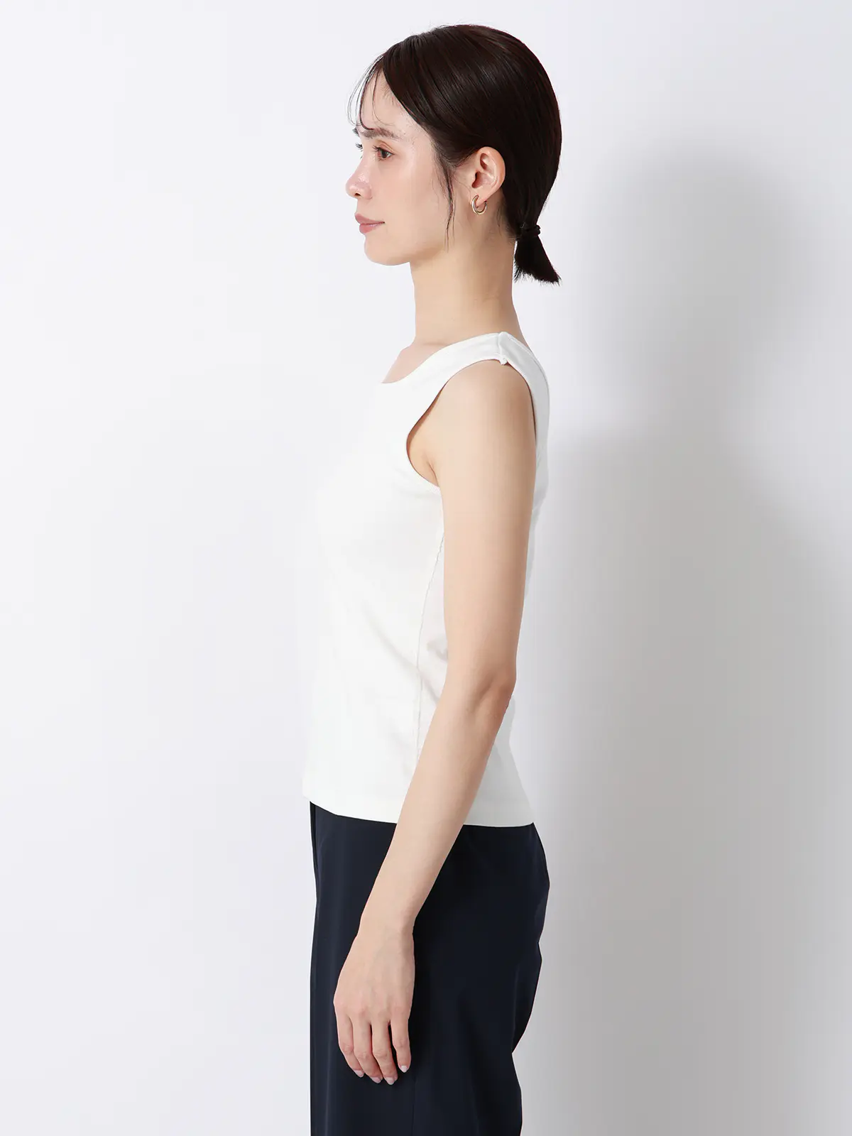 CHANTOWA/ノースリーブインナー/ウォッシャブル/接触冷感/コットンフライス/無地 ホワイト F