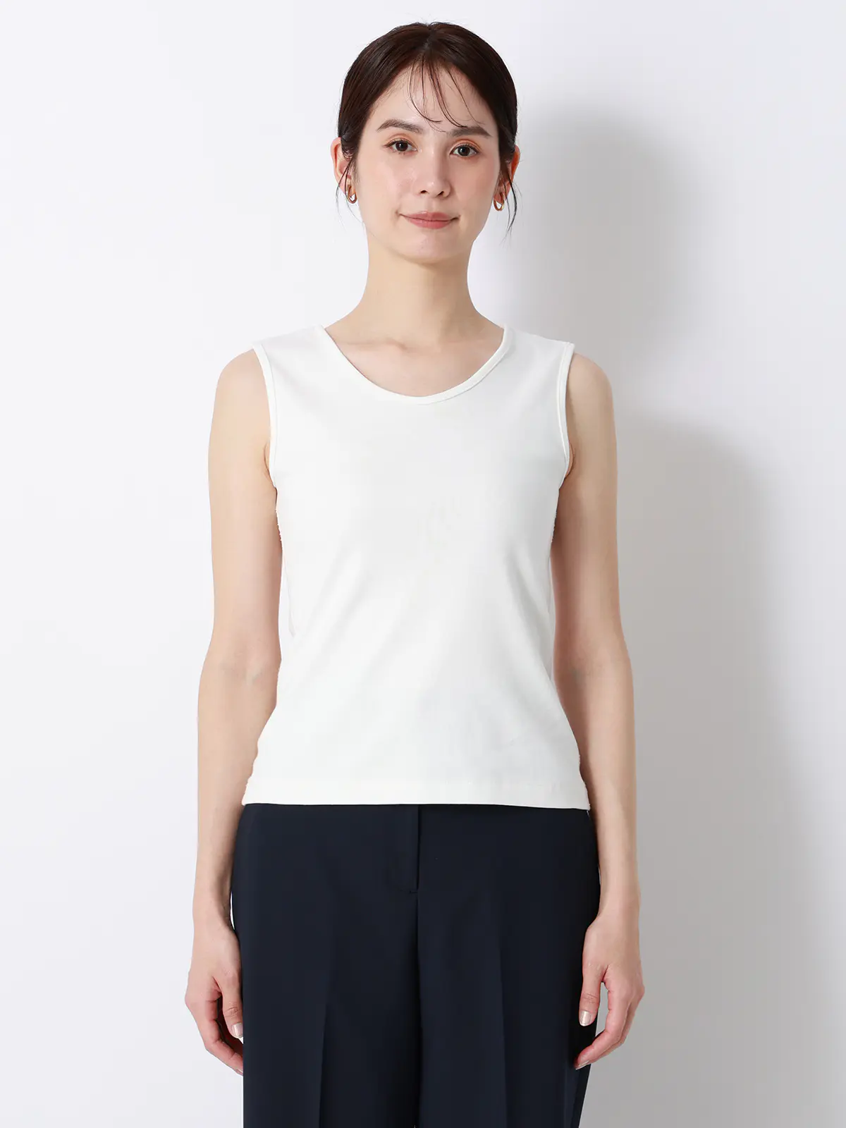 CHANTOWA/ノースリーブインナー/ウォッシャブル/接触冷感/コットンフライス/無地 ホワイト F