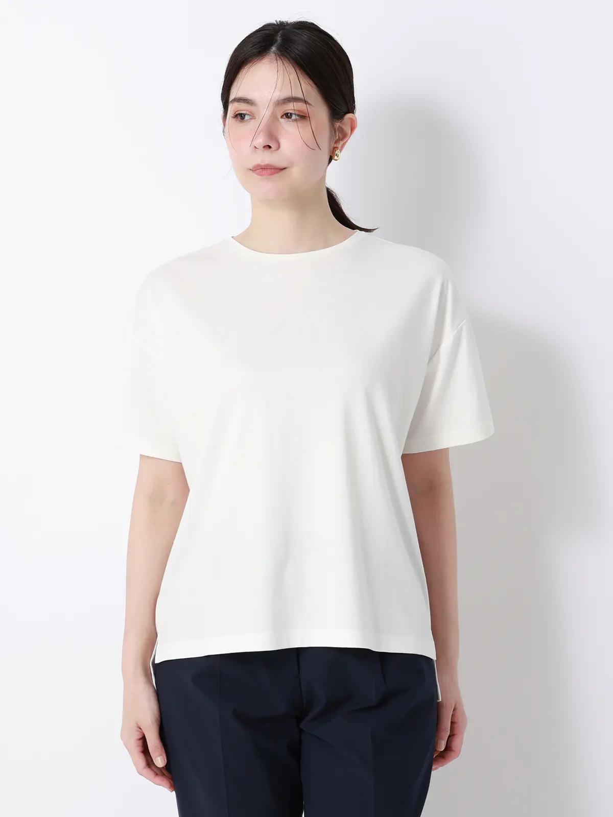 CHANTOWA／ポンチオーバーサイズTシャツ／ウォッシャブル／接触冷感／無地 ホワイト F