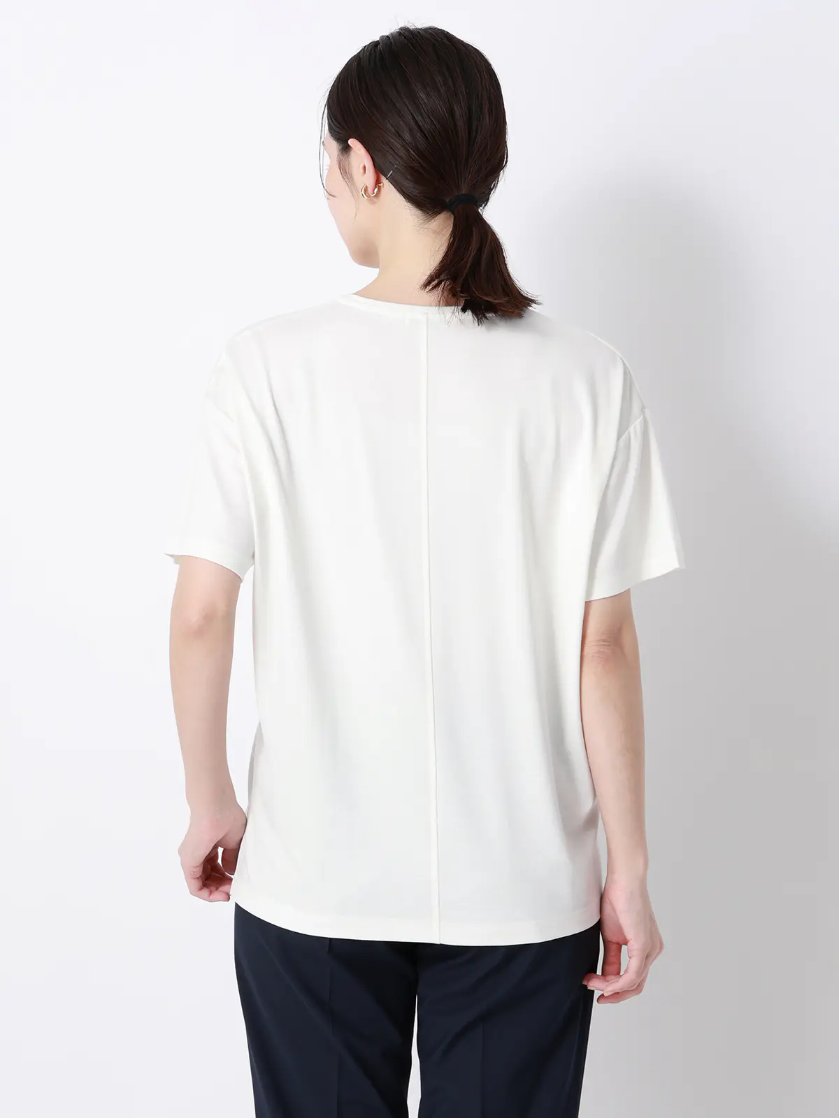 CHANTOWA／ポンチオーバーサイズTシャツ／ウォッシャブル／接触冷感／無地 ホワイト F
