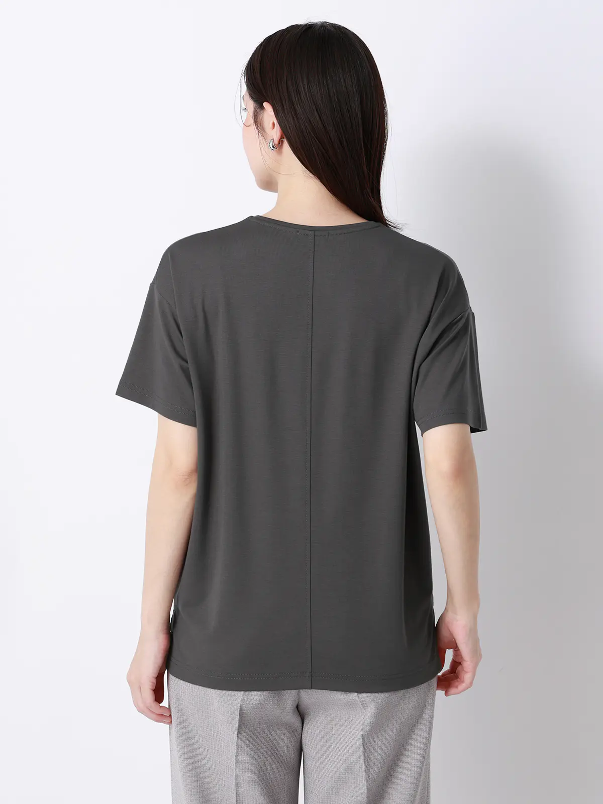 CHANTOWA／ポンチオーバーサイズTシャツ／ウォッシャブル／接触冷感／無地 グレー F
