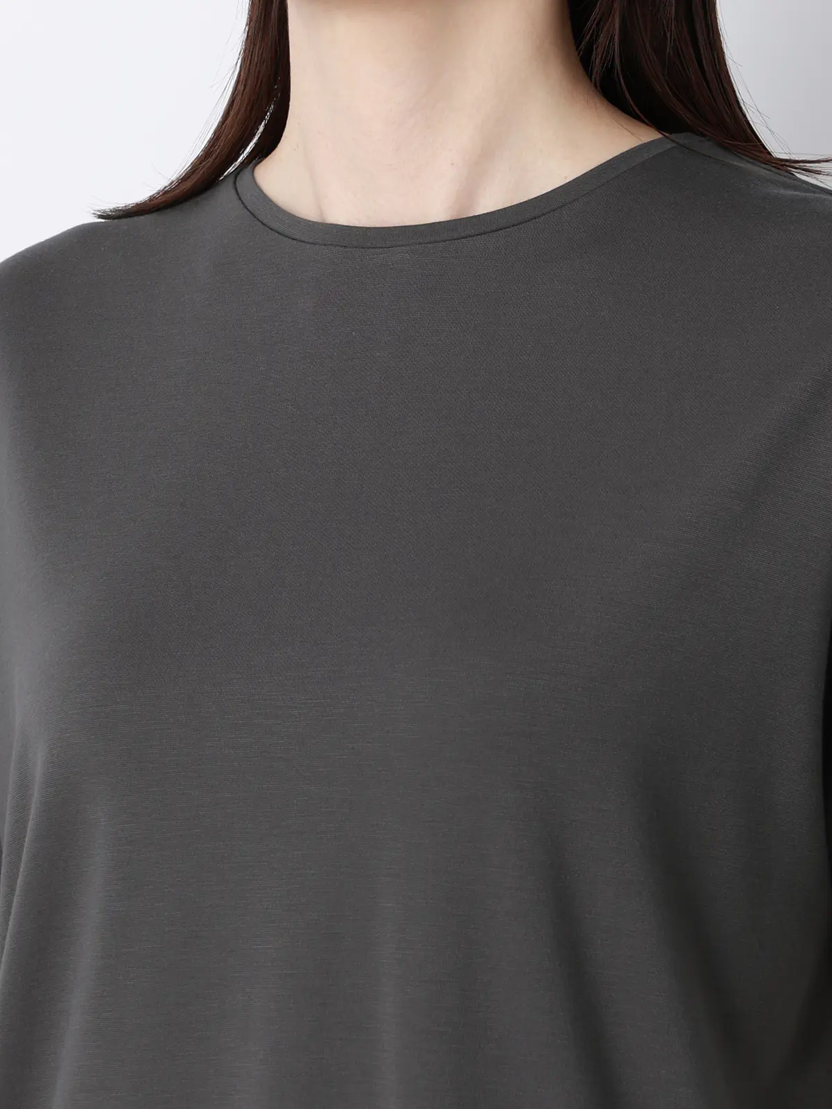 CHANTOWA／ポンチオーバーサイズTシャツ／ウォッシャブル／接触冷感／無地 グレー F