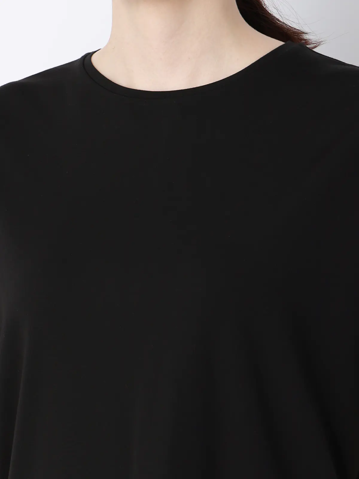 CHANTOWA／ポンチオーバーサイズTシャツ／ウォッシャブル／接触冷感／無地 ブラック F