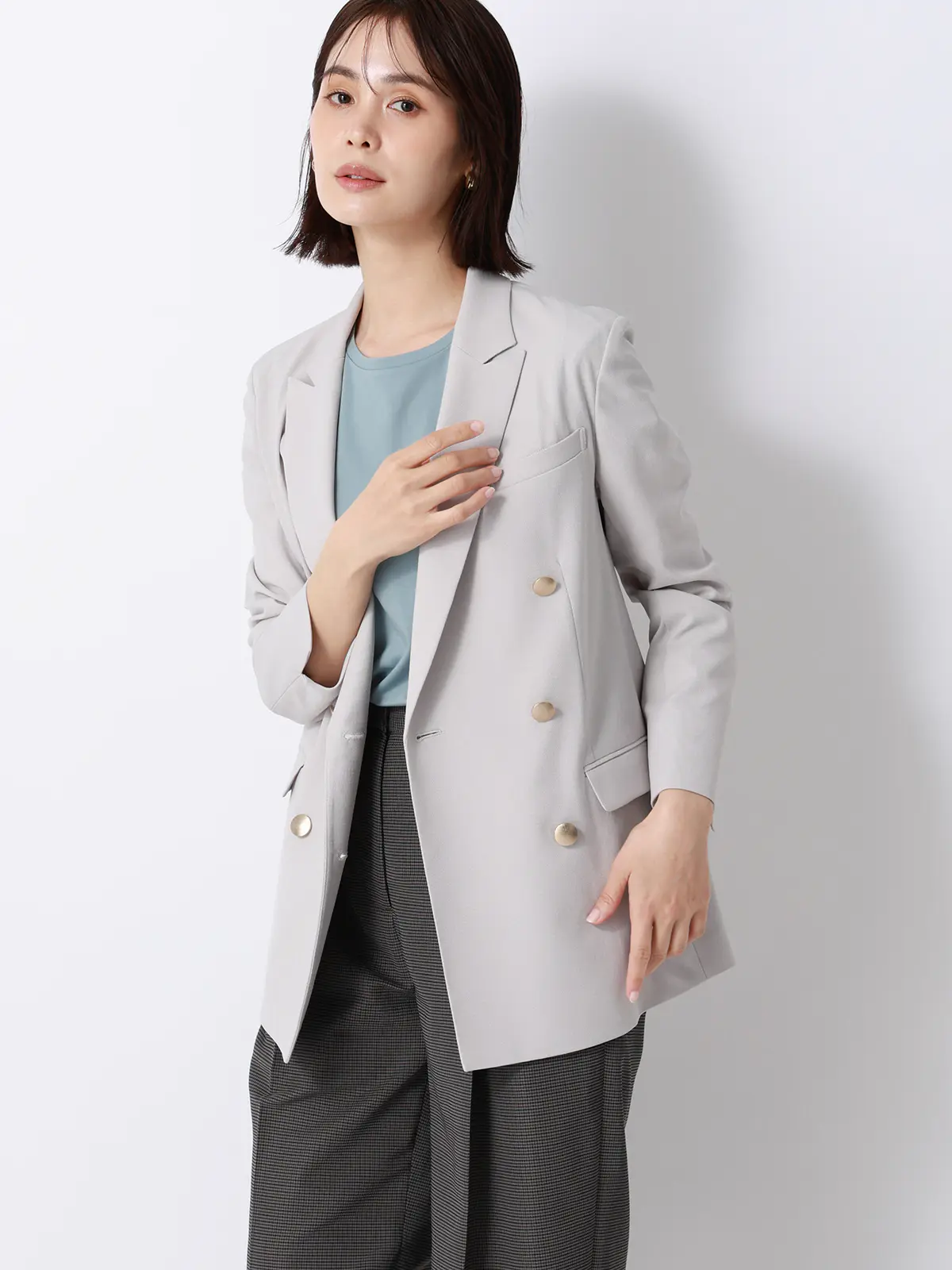 クルーネックTシャツ／半袖／ウォッシャブル／接触冷感／レーヨンストレッチポンチ／BIYORI UP サックス F