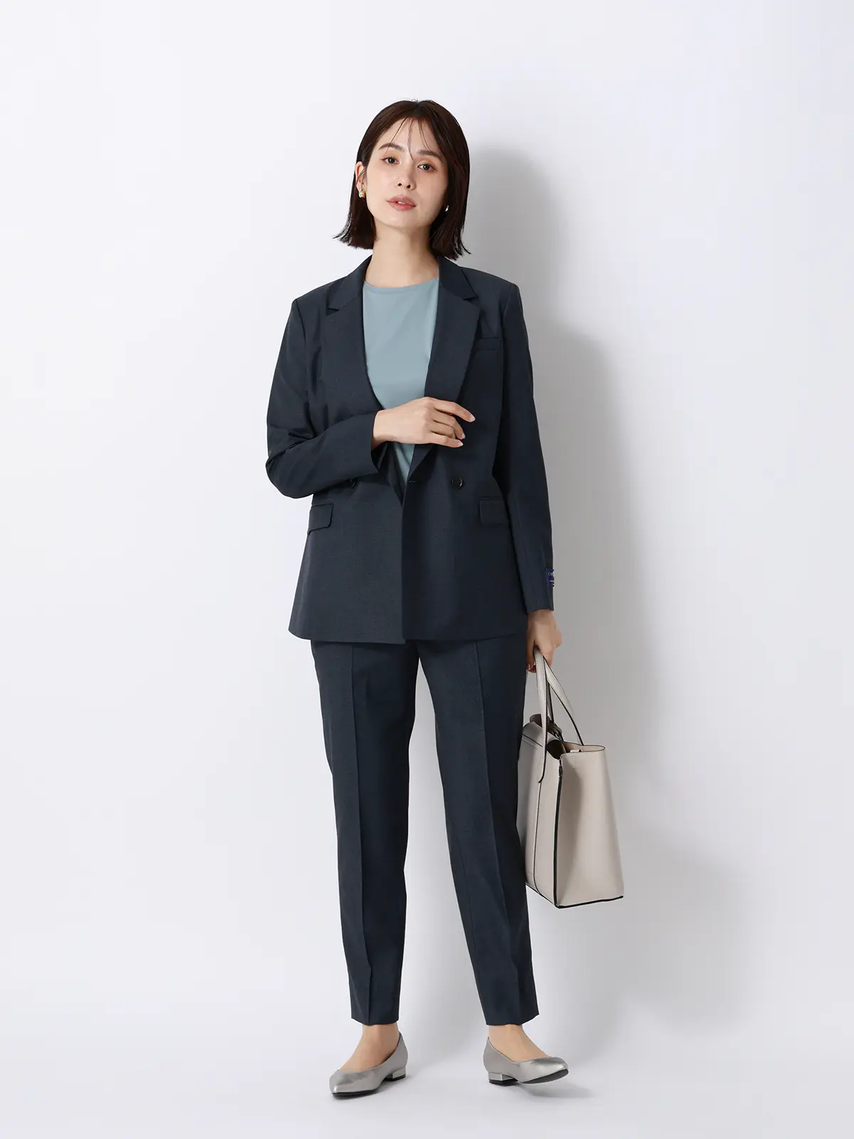 クルーネックTシャツ／半袖／ウォッシャブル／接触冷感／レーヨンストレッチポンチ／BIYORI UP サックス F