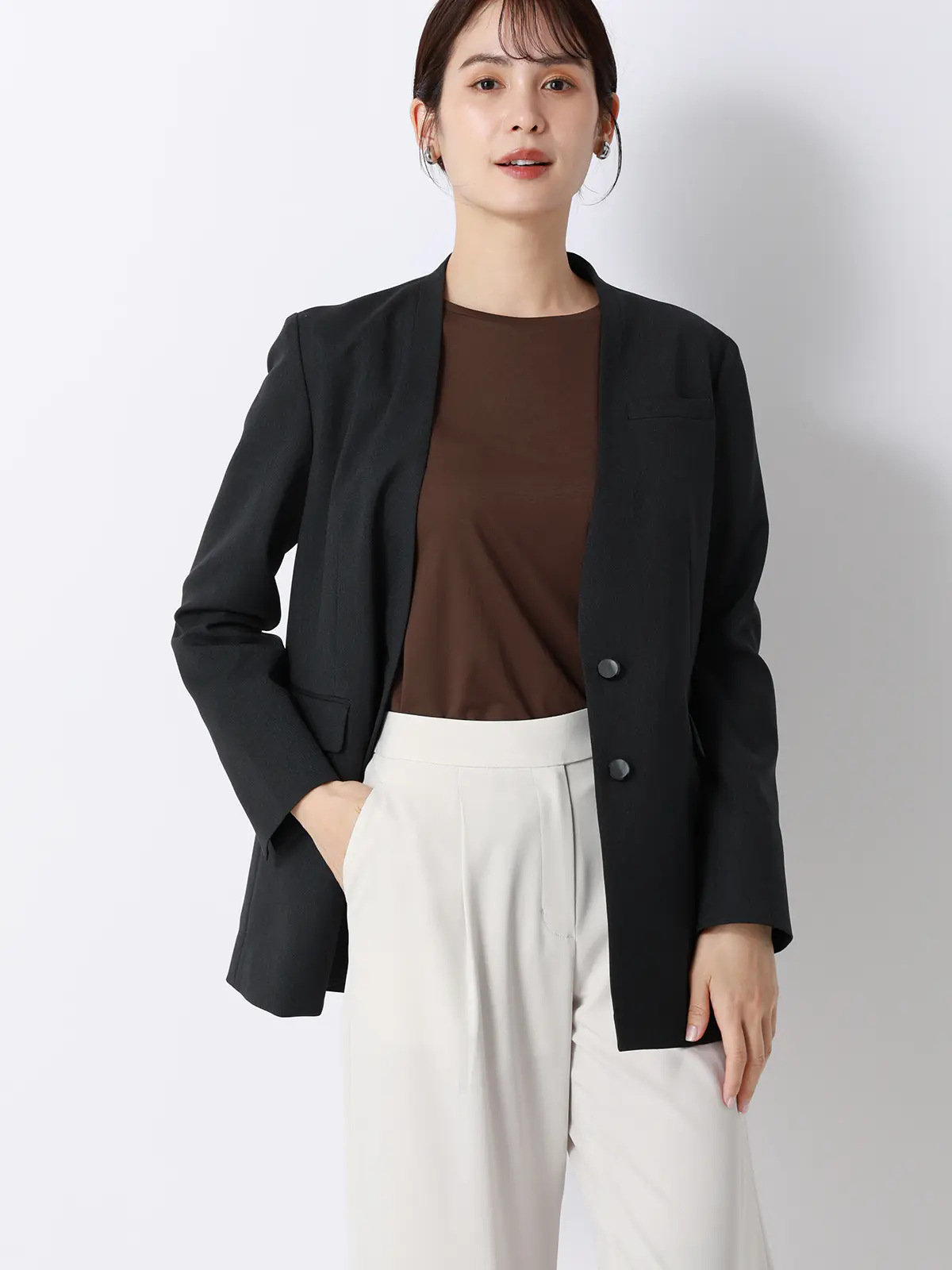 クルーネックTシャツ／半袖／ウォッシャブル／接触冷感／レーヨンストレッチポンチ／BIYORI UP ブラウン F