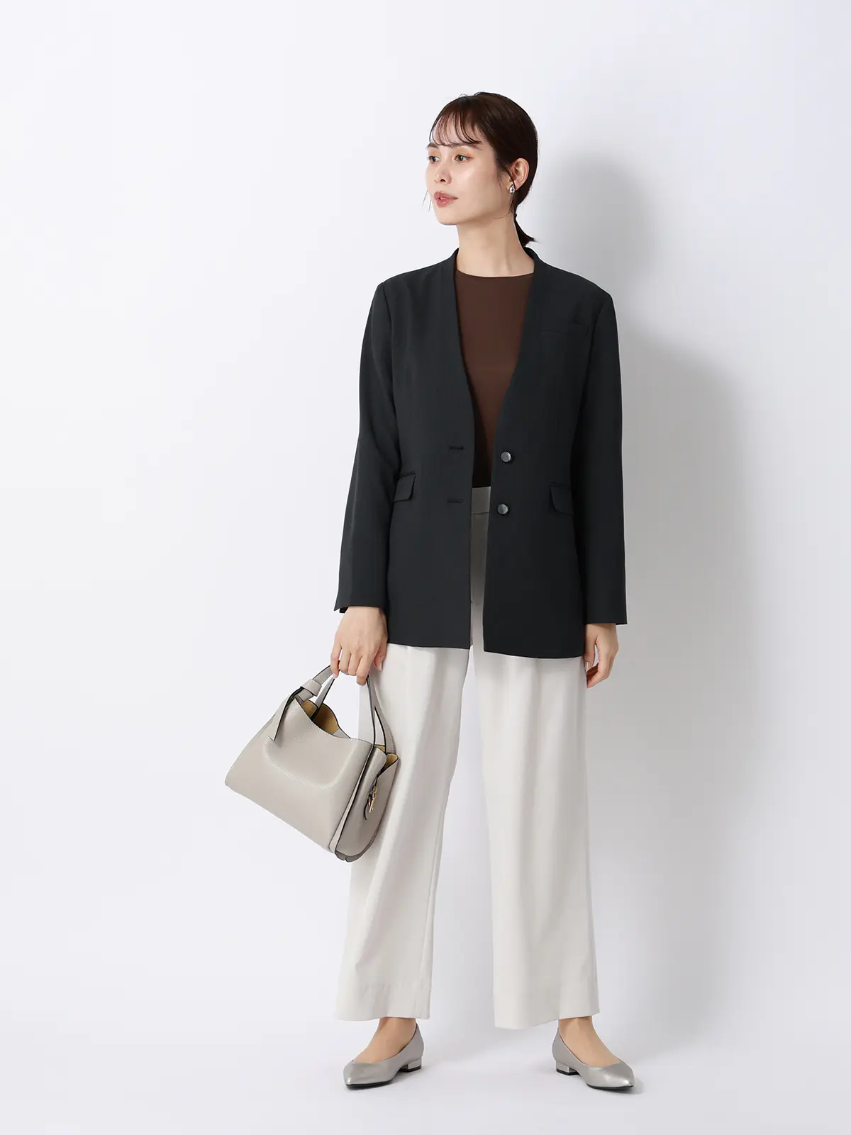 クルーネックTシャツ／半袖／ウォッシャブル／接触冷感／レーヨンストレッチポンチ／BIYORI UP ブラウン F