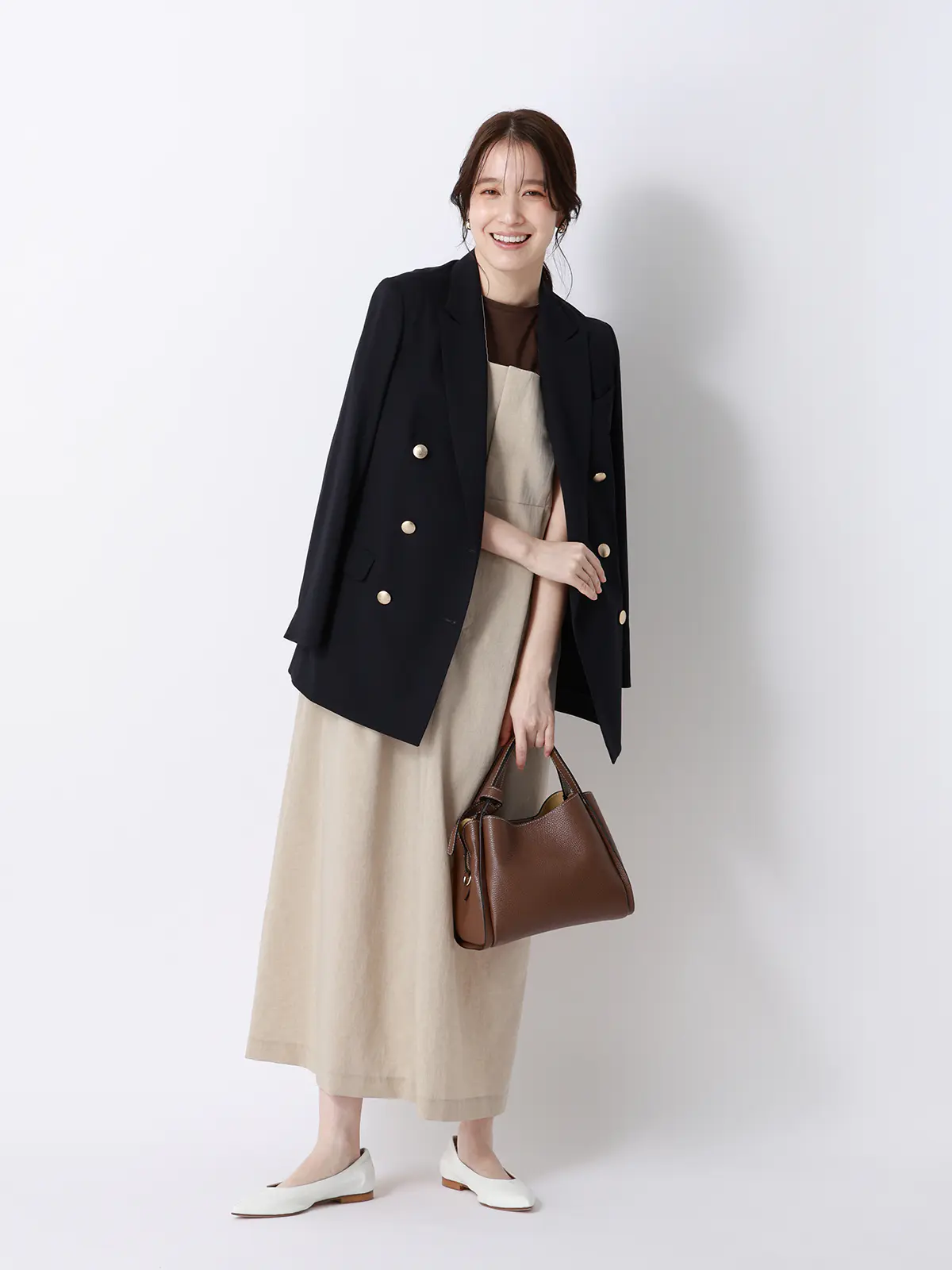 クルーネックTシャツ／半袖／ウォッシャブル／接触冷感／レーヨンストレッチポンチ／BIYORI UP ブラウン F