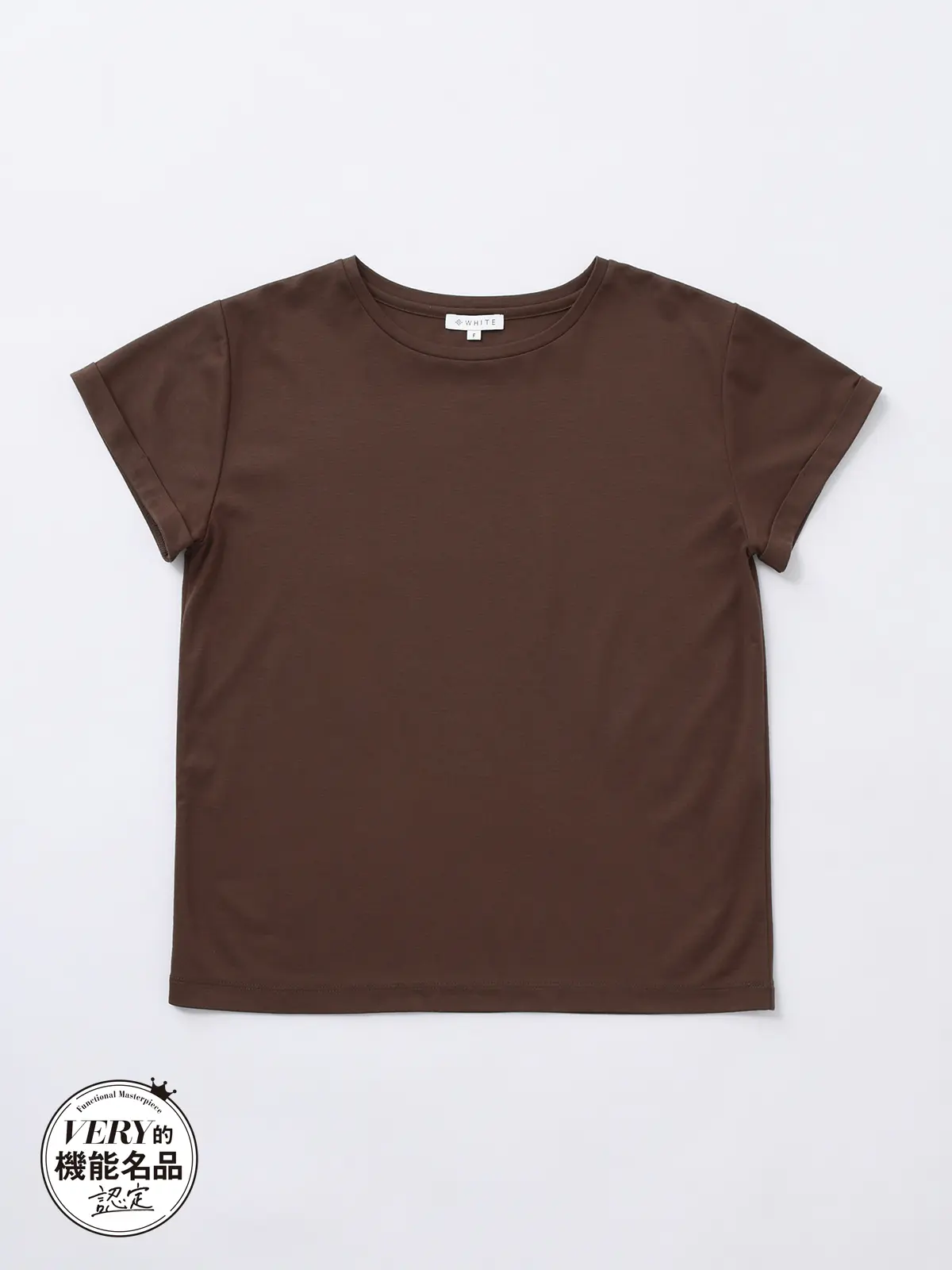 クルーネックTシャツ／半袖／ウォッシャブル／接触冷感／レーヨンストレッチポンチ／BIYORI UP ブラウン F