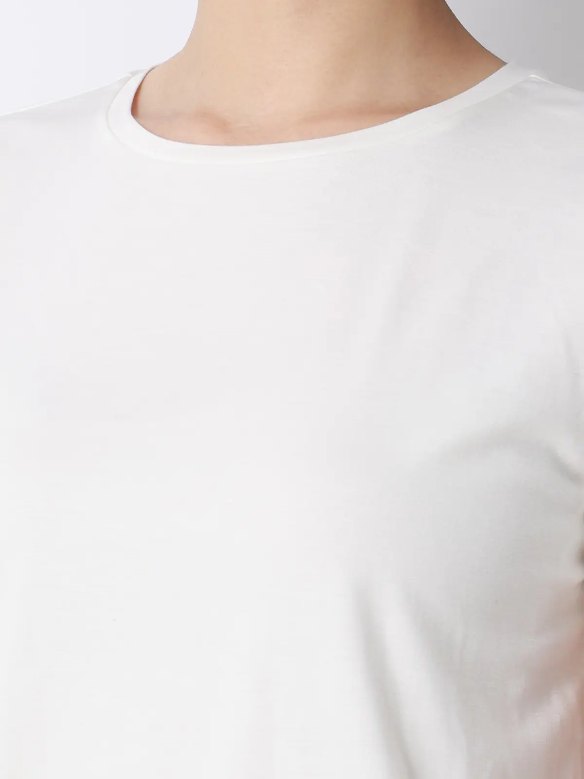 クルーネックTシャツ/半袖/ウォッシャブル/接触冷感/レーヨンストレッチポンチ/BIYORI UP オフホワイト F