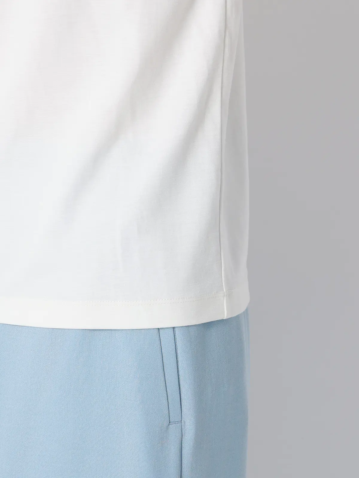 クルーネックTシャツ/半袖/ウォッシャブル/接触冷感/レーヨンストレッチポンチ/BIYORI UP オフホワイト F