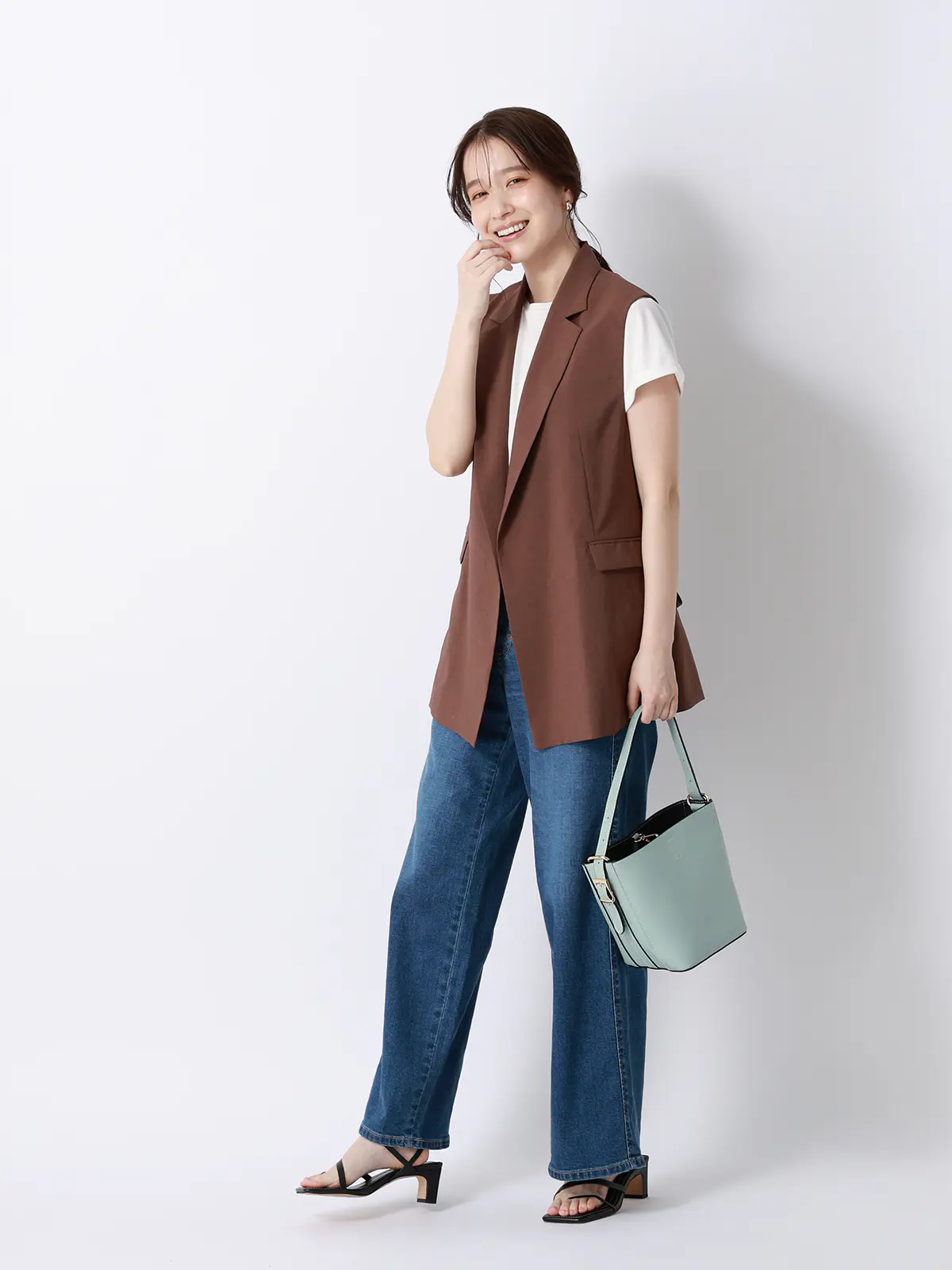 クルーネックTシャツ/半袖/ウォッシャブル/接触冷感/レーヨンストレッチポンチ/BIYORI UP オフホワイト F