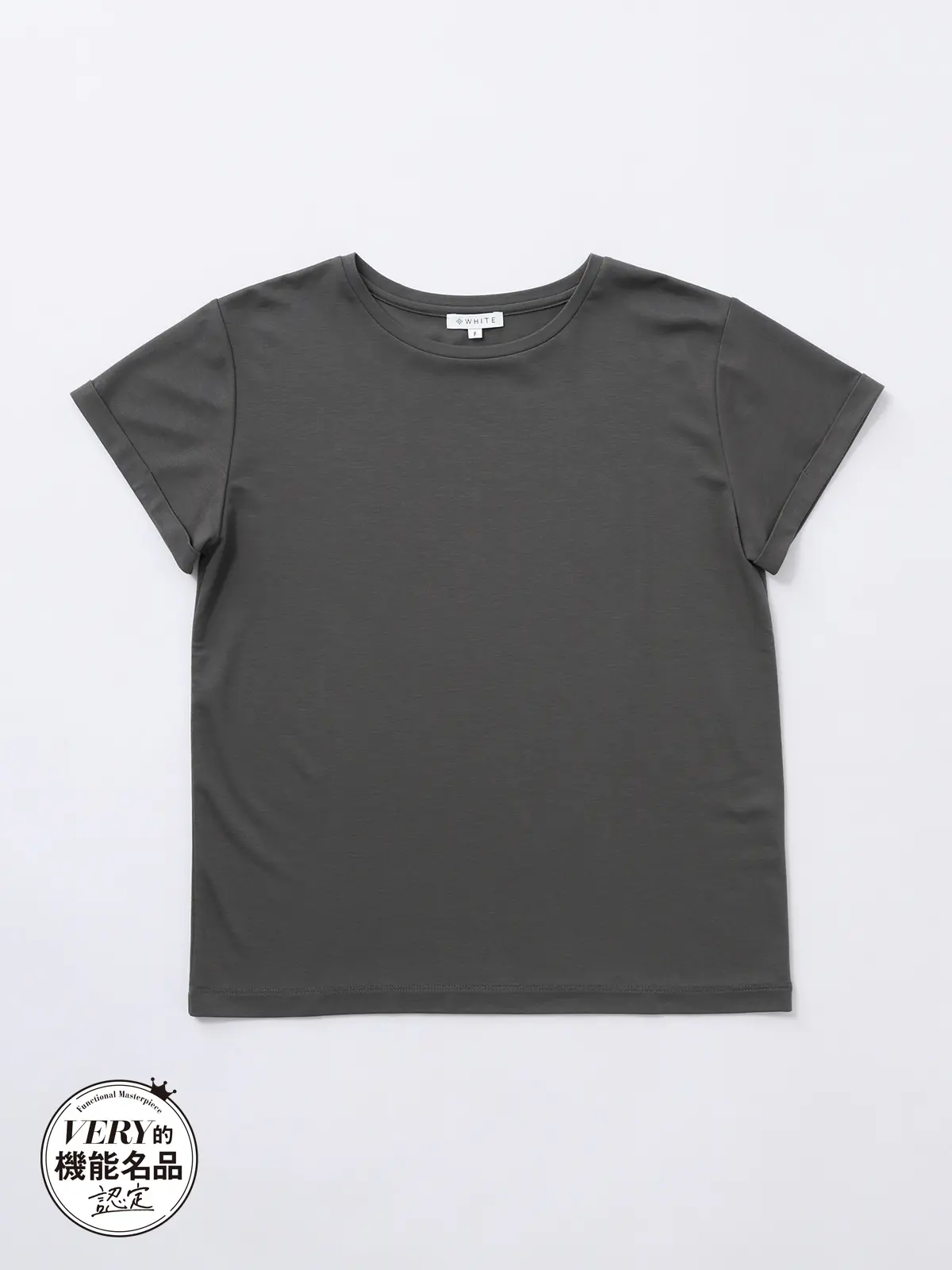 クルーネックTシャツ／半袖／ウォッシャブル／接触冷感／レーヨンストレッチポンチ／BIYORI UP グレー F