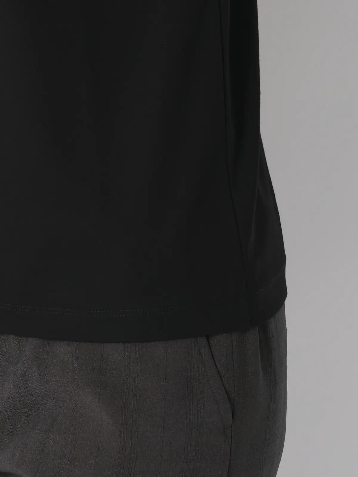 クルーネックTシャツ/半袖/ウォッシャブル/接触冷感/レーヨンストレッチポンチ/BIYORI UP ブラック F