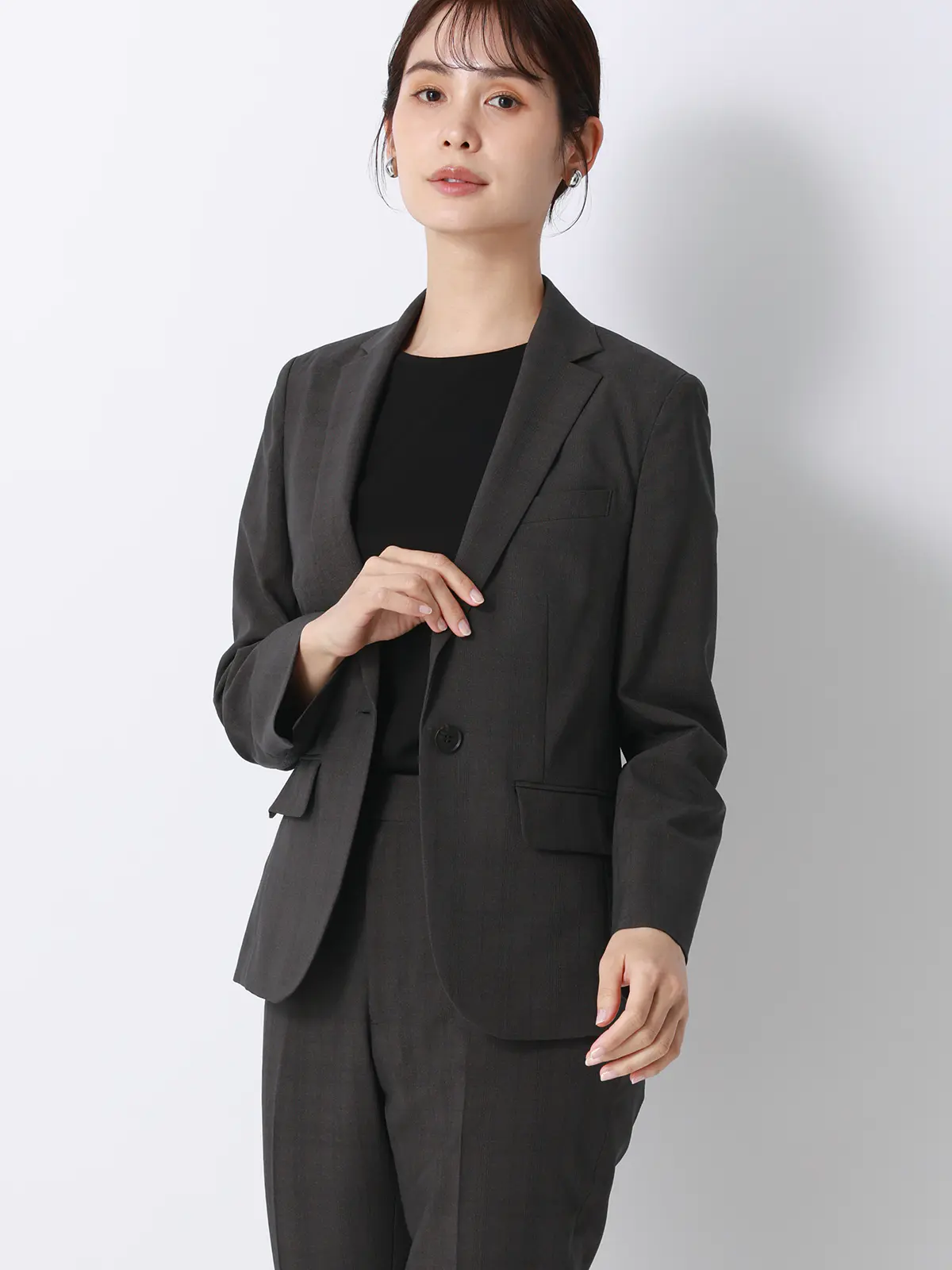 クルーネックTシャツ/半袖/ウォッシャブル/接触冷感/レーヨンストレッチポンチ/BIYORI UP ブラック F