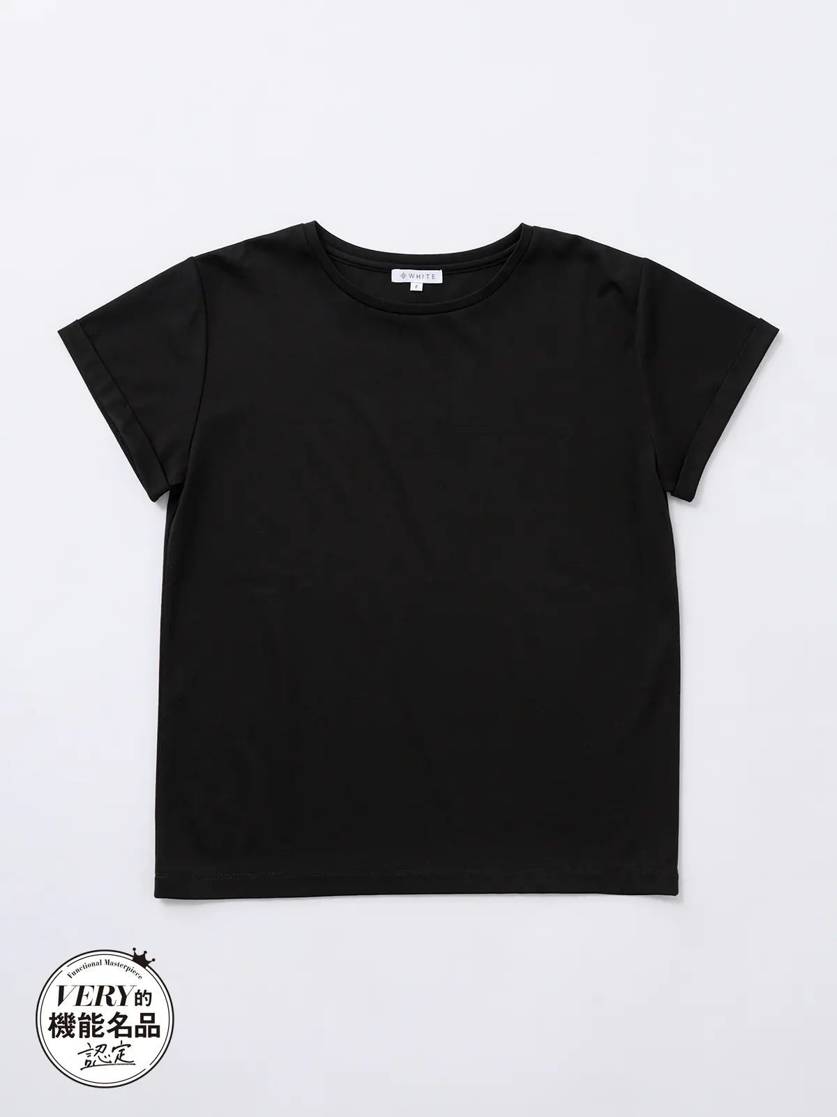 クルーネックTシャツ/半袖/ウォッシャブル/接触冷感/レーヨンストレッチポンチ/BIYORI UP ブラック F
