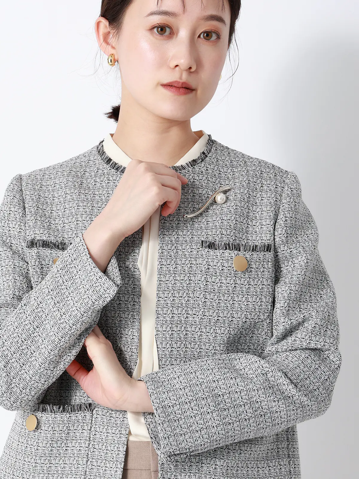 フローライン＆パールブローチ ゴールド F