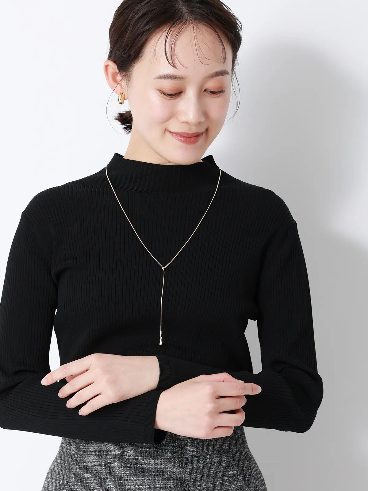 ドロップチャーム2WAYネックレス／スネークチェーン ゴールド F