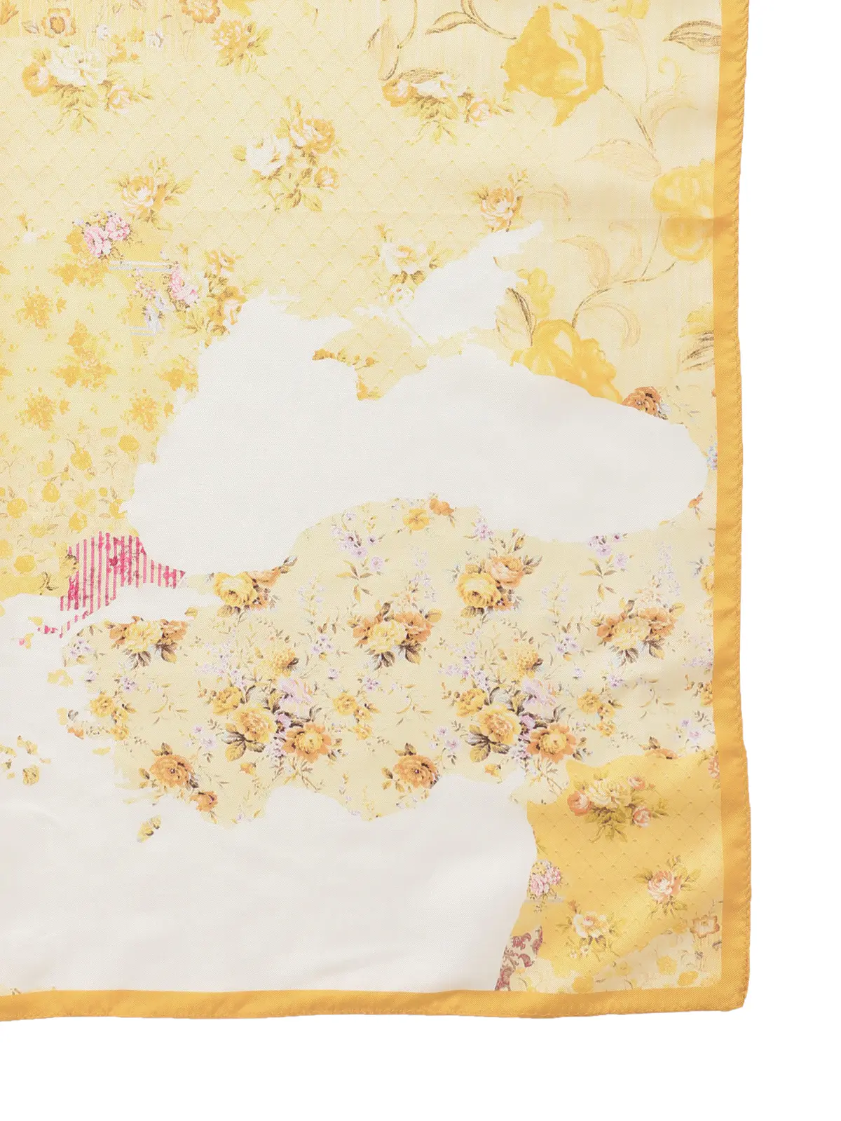 スカーフ／シルクツイル／地図柄／UNIVERSAL LANGUAGE20周年記念 イエロー F