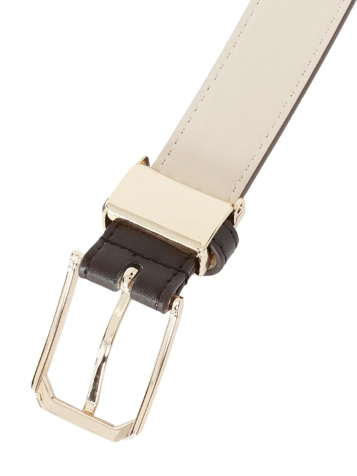 ベルト/スムースフェイクレザー/ゴールドスクエアバックル ブラウン F