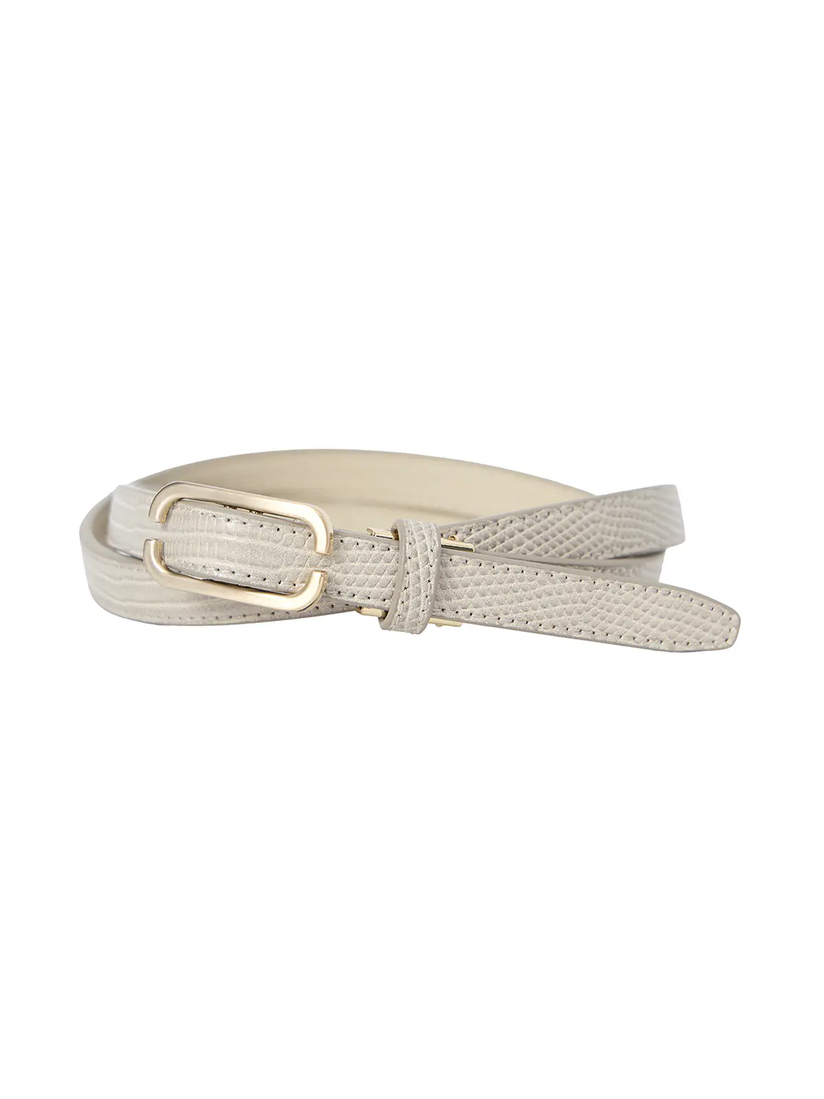 スライドベルト/型押しフェイクレザー/ゴールドバックル ベージュ F