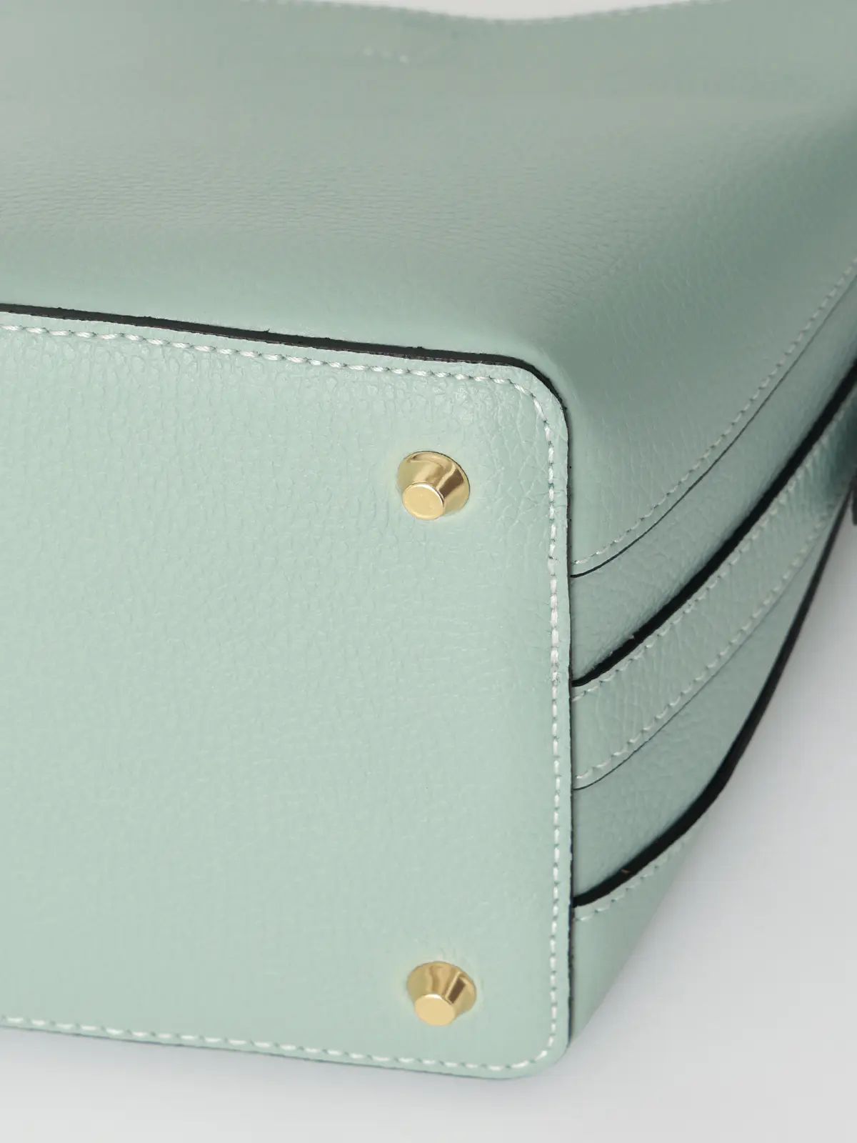 ワンハンドルハンドバッグ／MARCO BIANCHINI／シュリンクレザー／ポーチ付き グリーン F