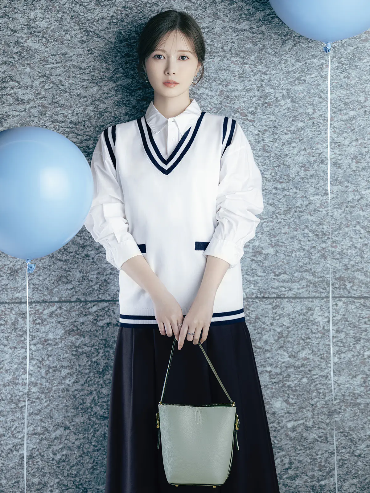 ワンハンドルハンドバッグ／MARCO BIANCHINI／シュリンクレザー／ポーチ付き グリーン F