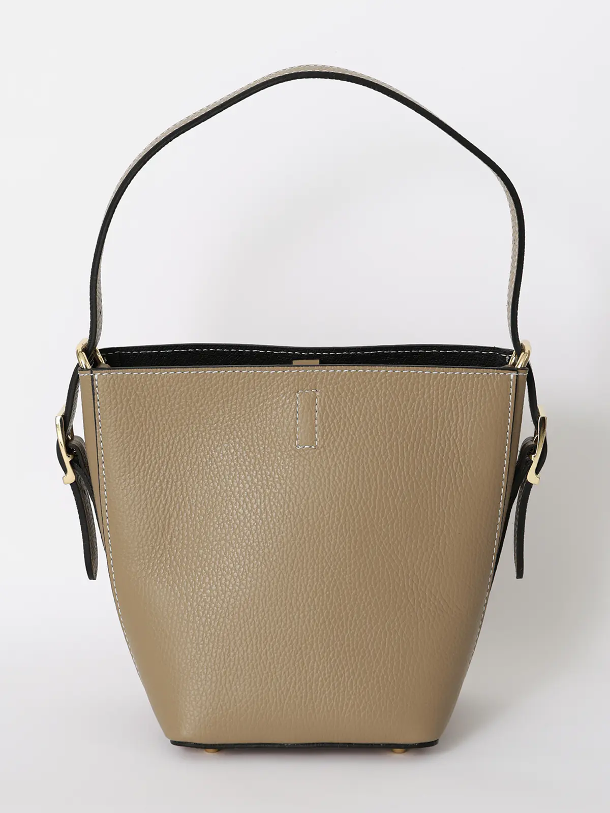 ワンハンドルハンドバッグ/MARCO BIANCHINI/シュリンクレザー/ポーチ付き ベージュ F