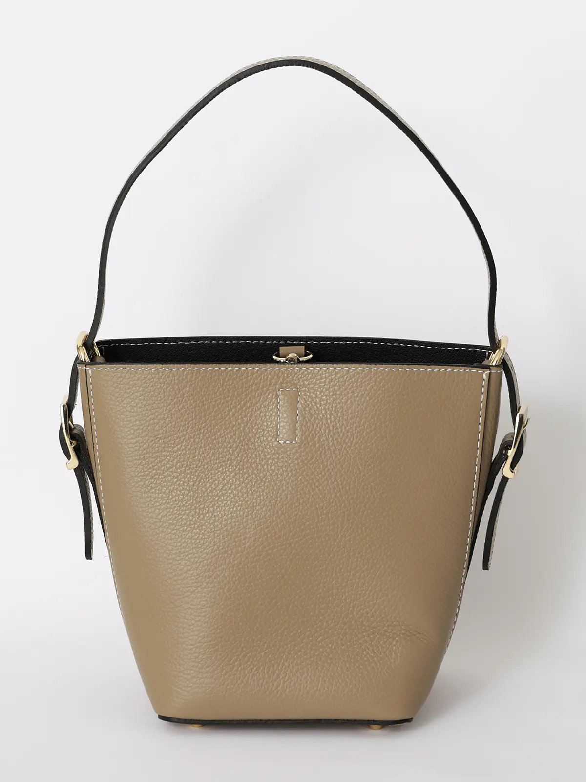 ワンハンドルハンドバッグ/MARCO BIANCHINI/シュリンクレザー/ポーチ付き ベージュ F