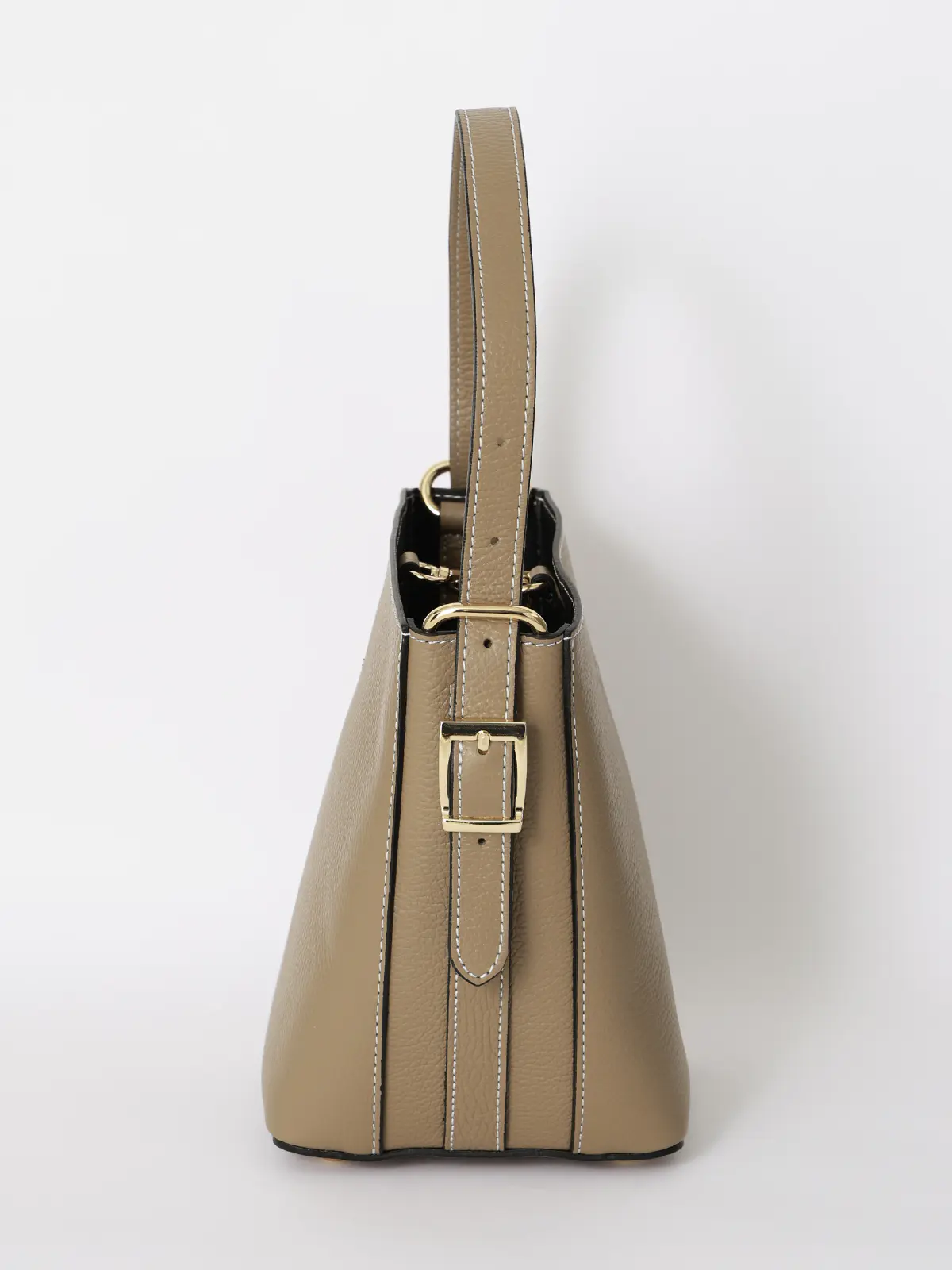 ワンハンドルハンドバッグ/MARCO BIANCHINI/シュリンクレザー/ポーチ付き ベージュ F