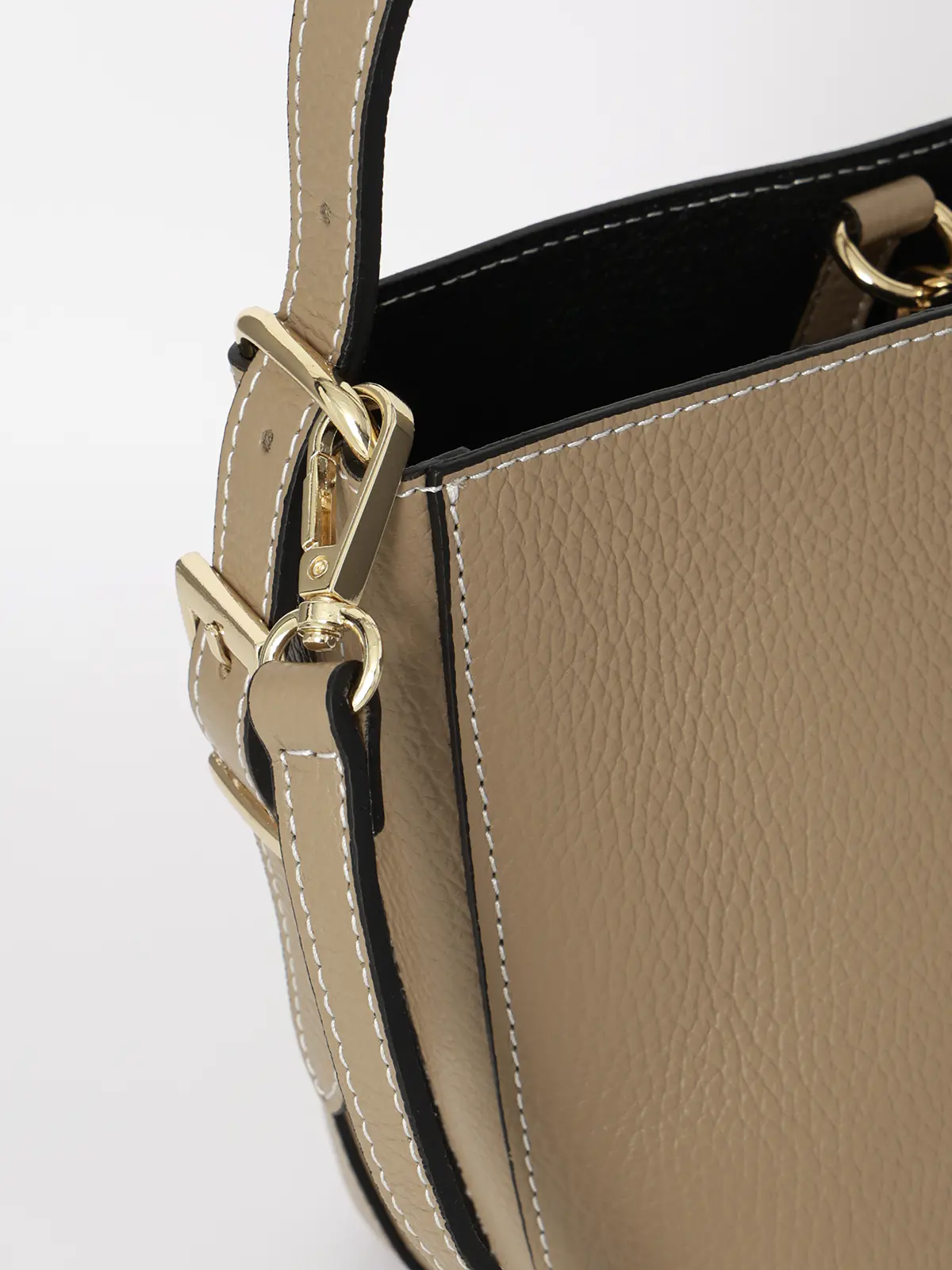 ワンハンドルハンドバッグ/MARCO BIANCHINI/シュリンクレザー/ポーチ付き ベージュ F