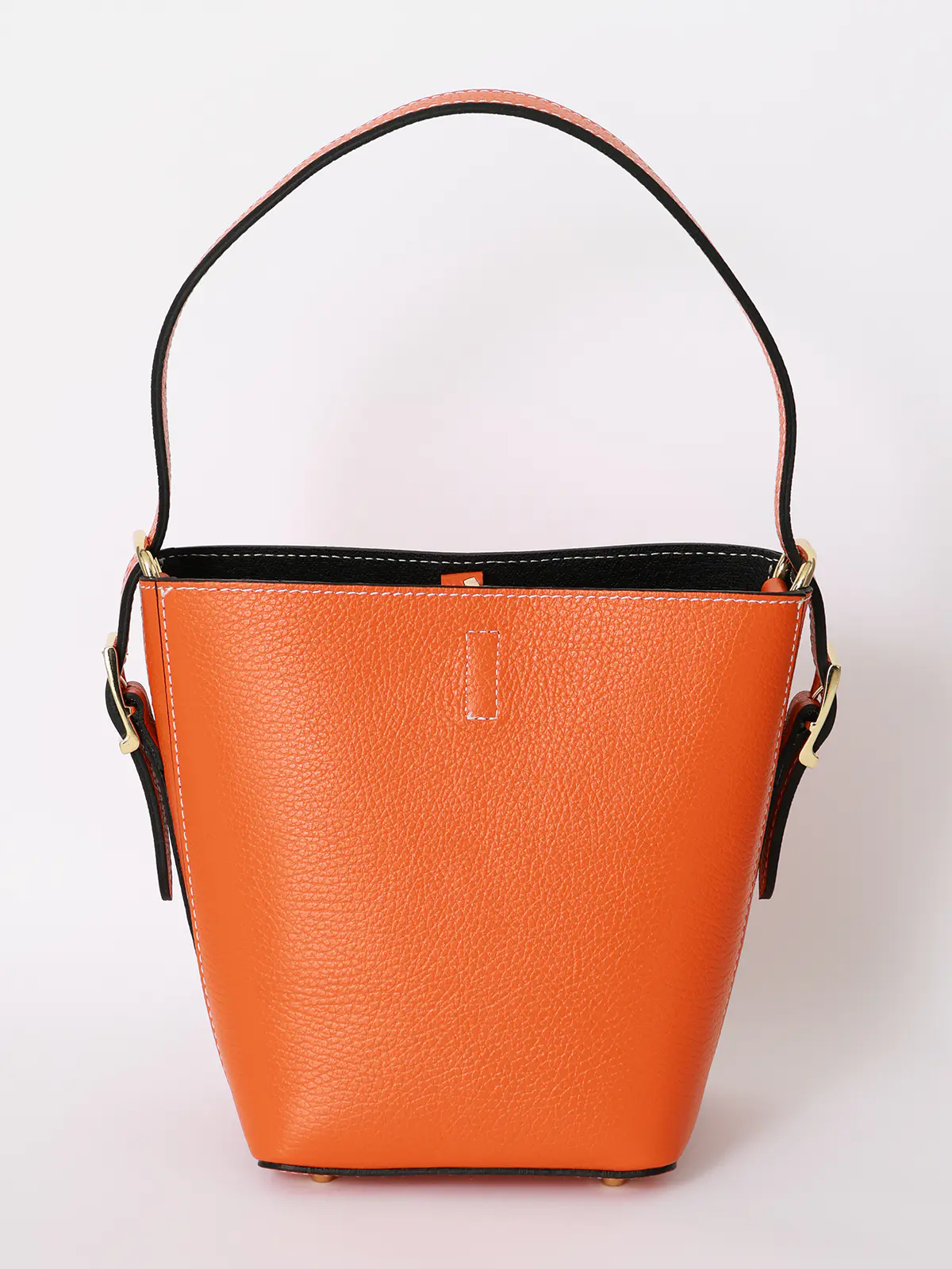 ワンハンドルハンドバッグ/MARCO BIANCHINI/シュリンクレザー/ポーチ付き オレンジ F