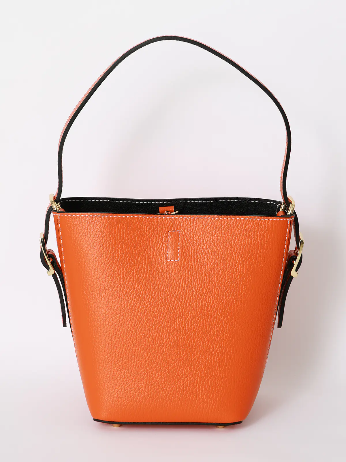 ワンハンドルハンドバッグ/MARCO BIANCHINI/シュリンクレザー/ポーチ付き オレンジ F