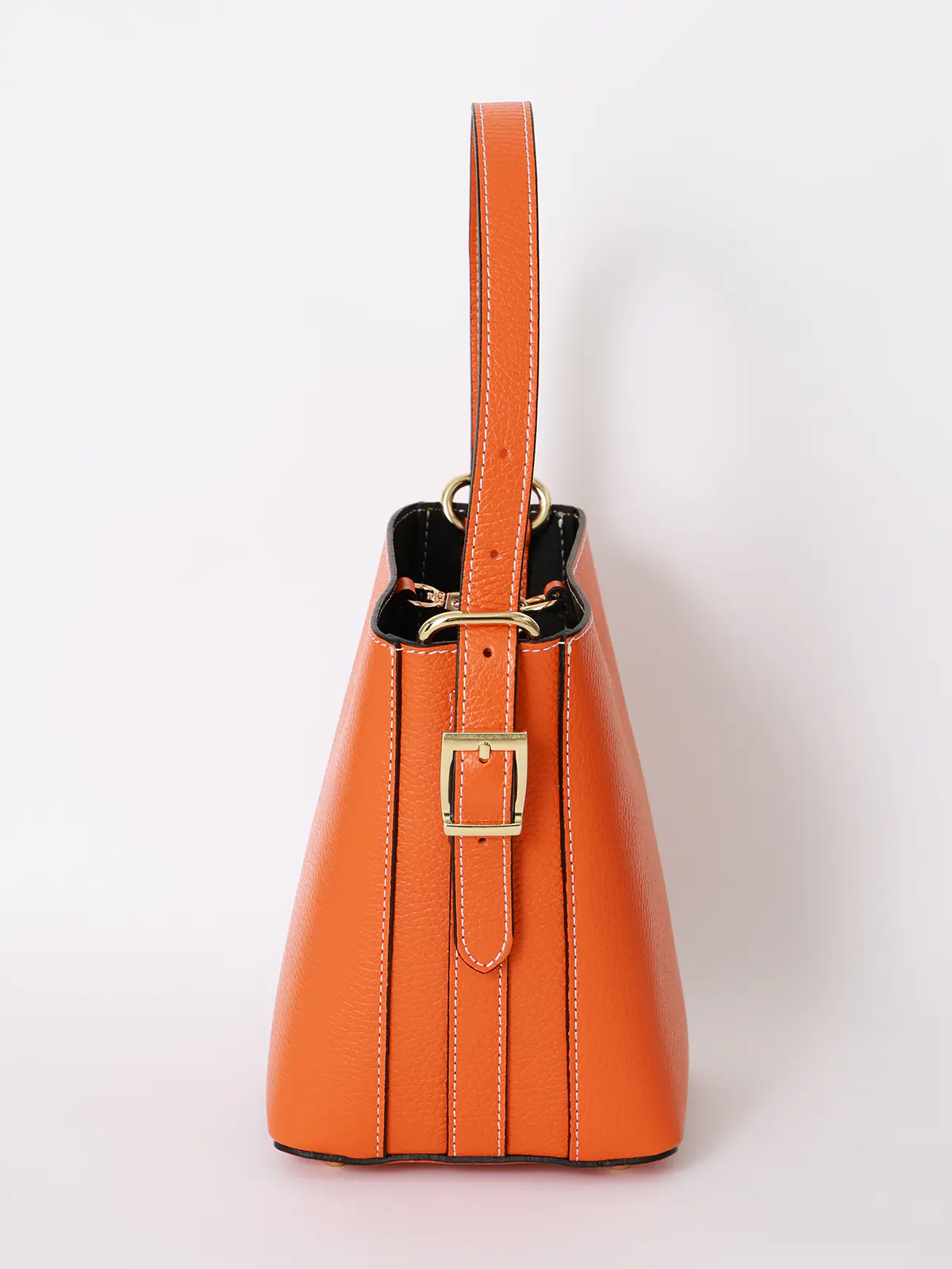 ワンハンドルハンドバッグ/MARCO BIANCHINI/シュリンクレザー/ポーチ付き オレンジ F