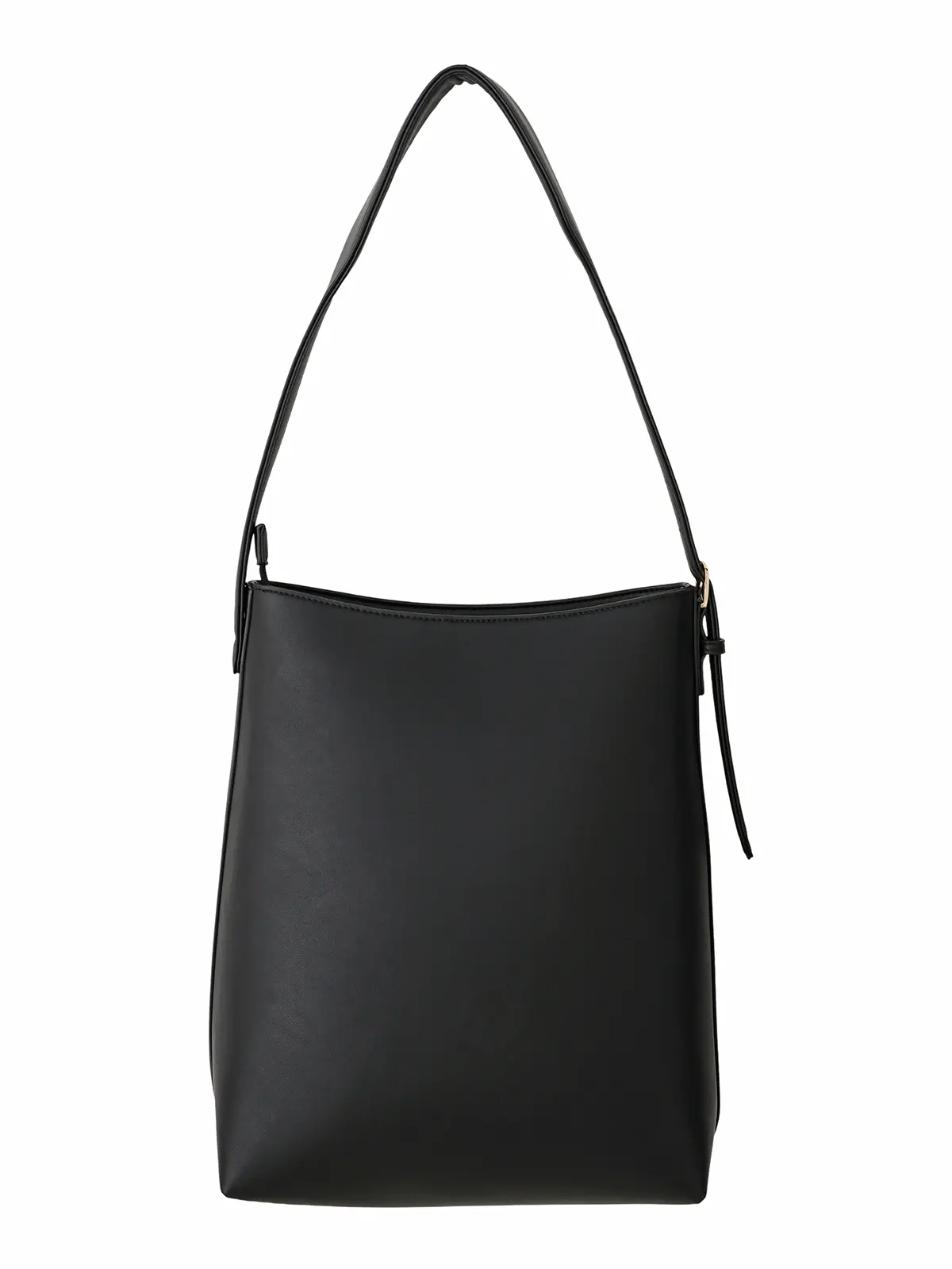 縦型ワンショルダーバッグ/スムースフェイクレザー ブラック F