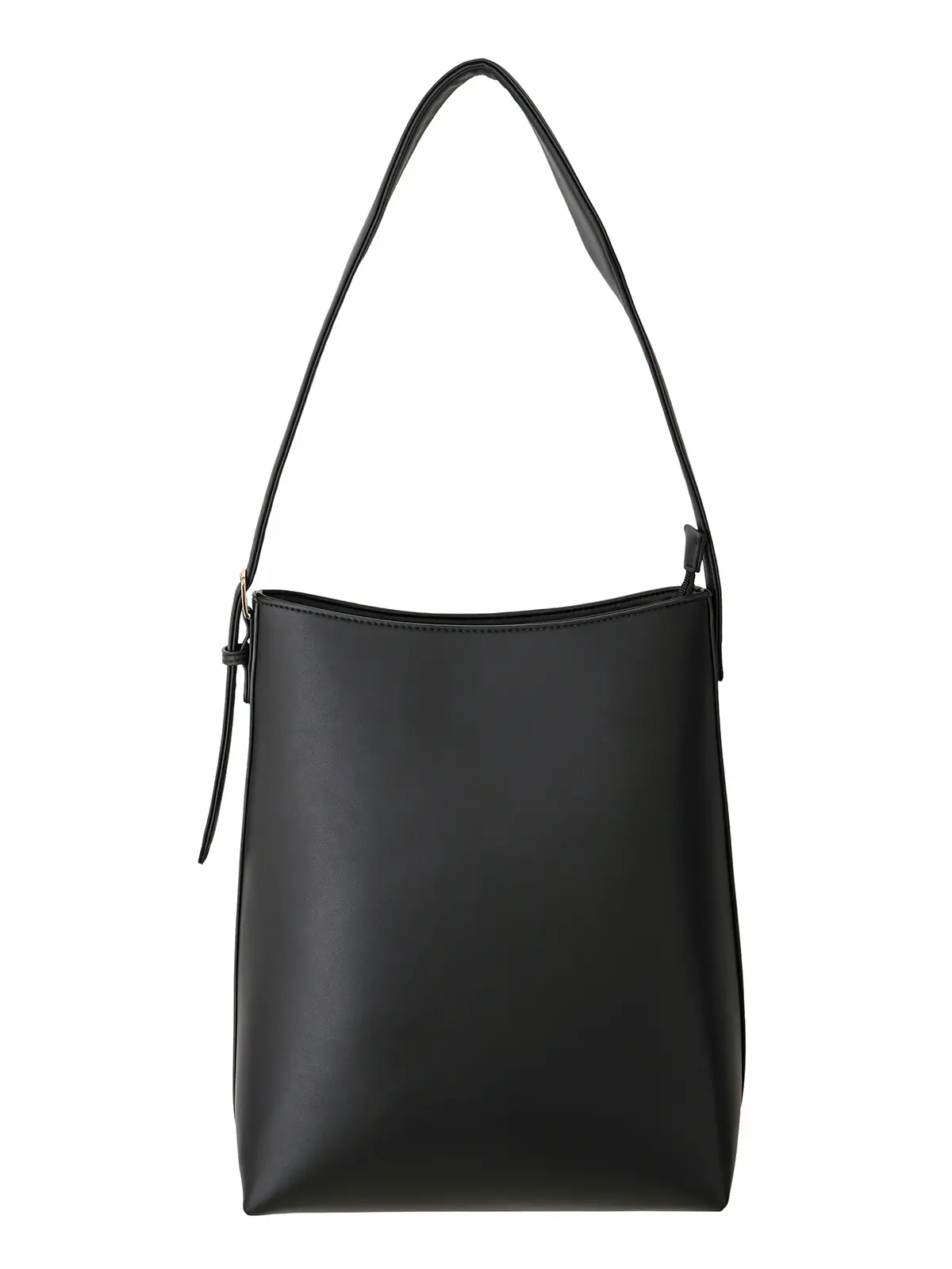 縦型ワンショルダーバッグ/スムースフェイクレザー ブラック F