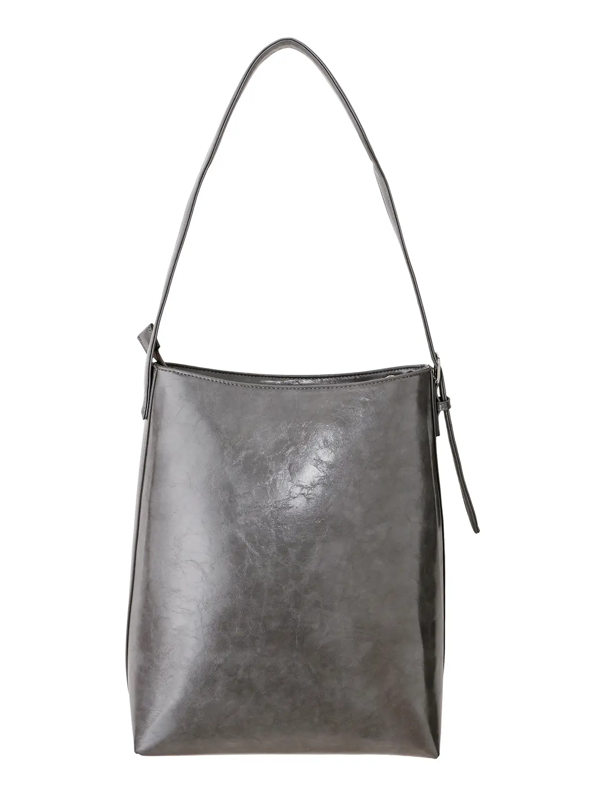 縦型ワンショルダーバッグ/スムースフェイクレザー グレー F