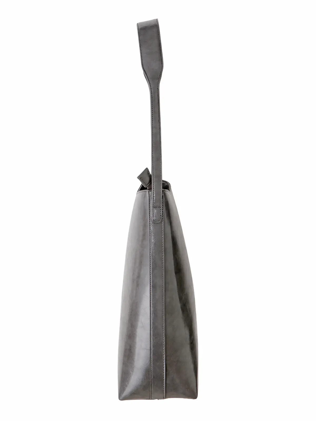 縦型ワンショルダーバッグ/スムースフェイクレザー グレー F