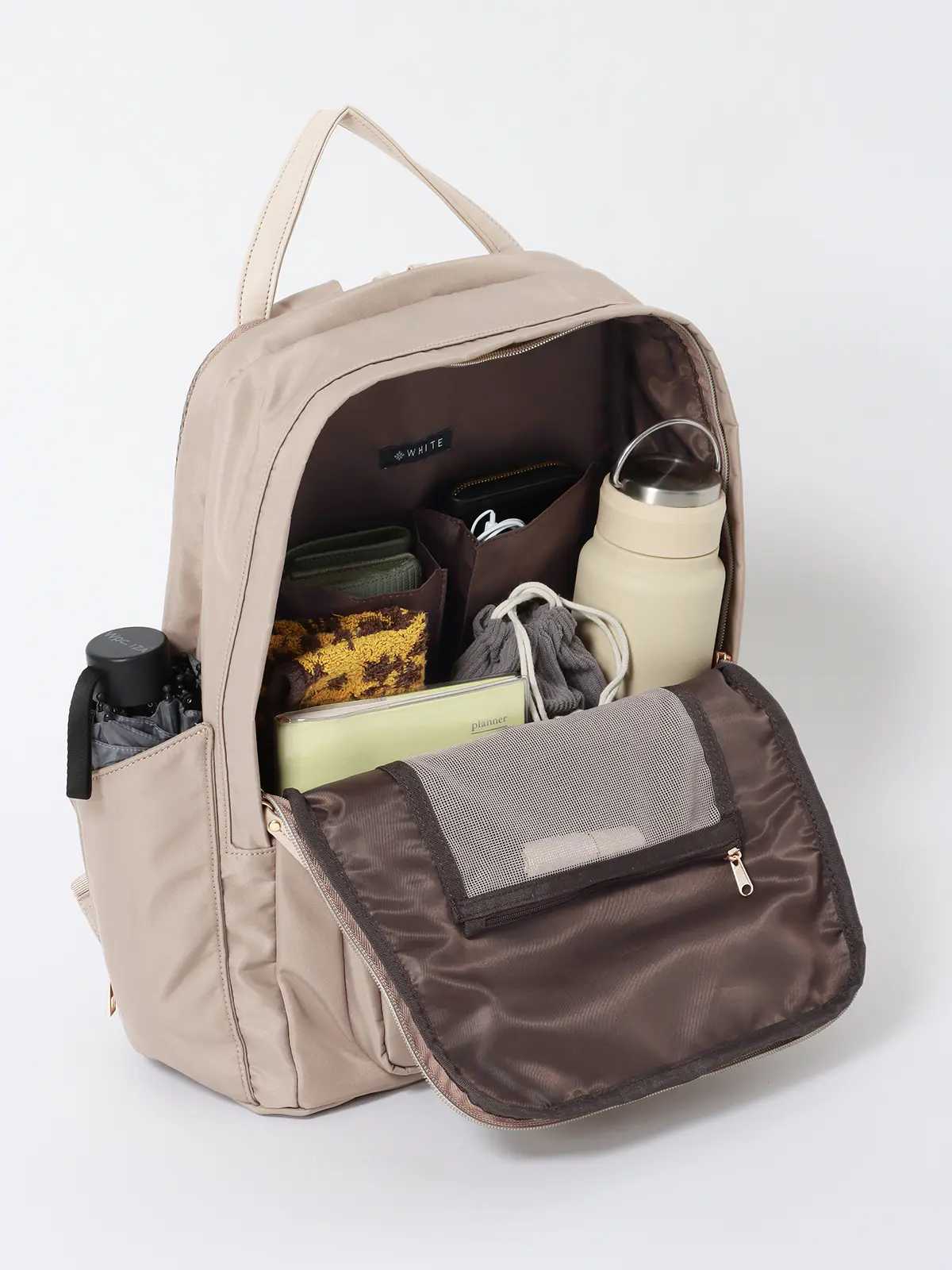 #コンプリュック/撥水/ナイロン/ミニポーチ付き ベージュ F